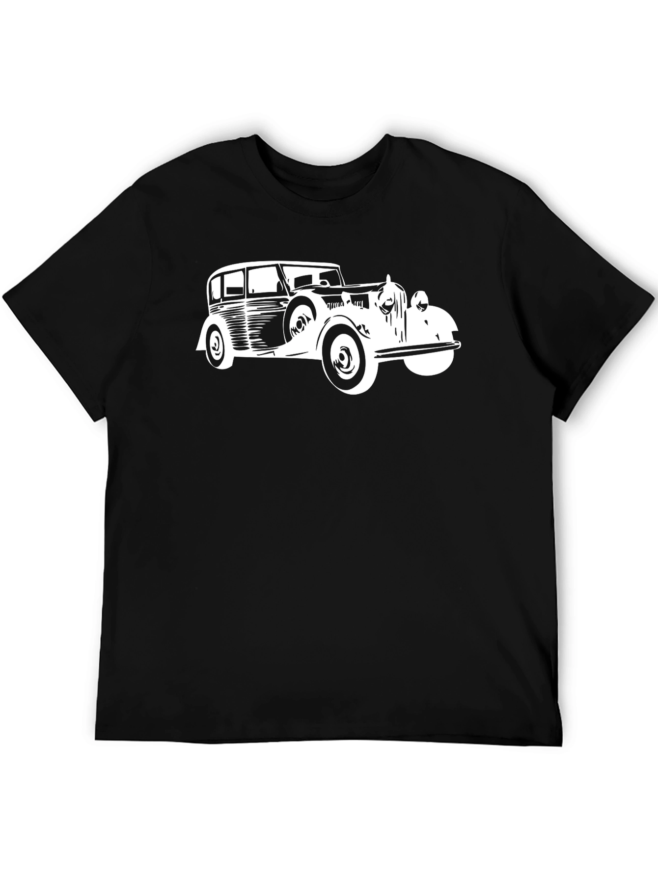 Classic Car Graphic Tee - Black Cotton Comfort