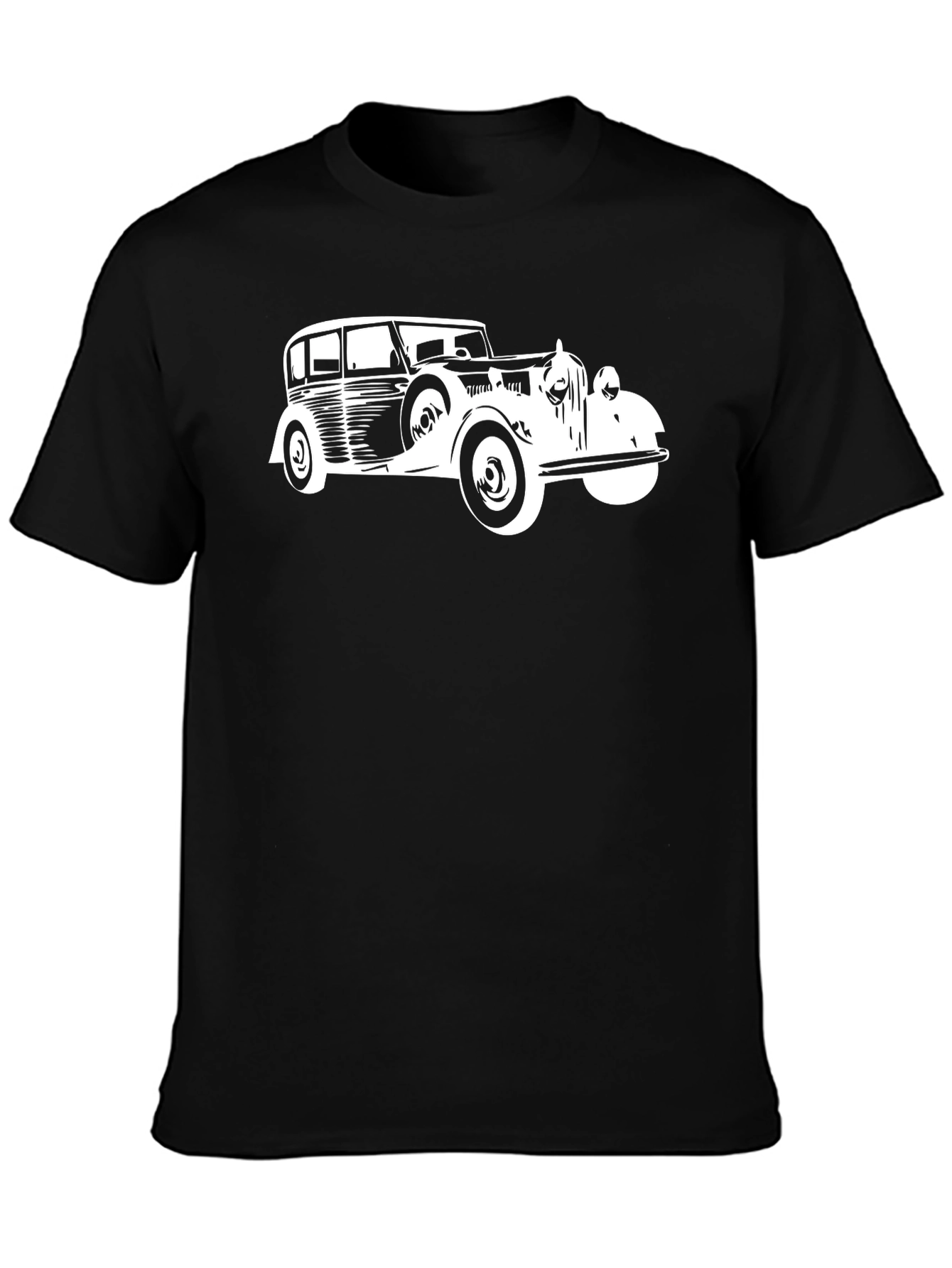 Classic Car Graphic Tee - Black Cotton Comfort