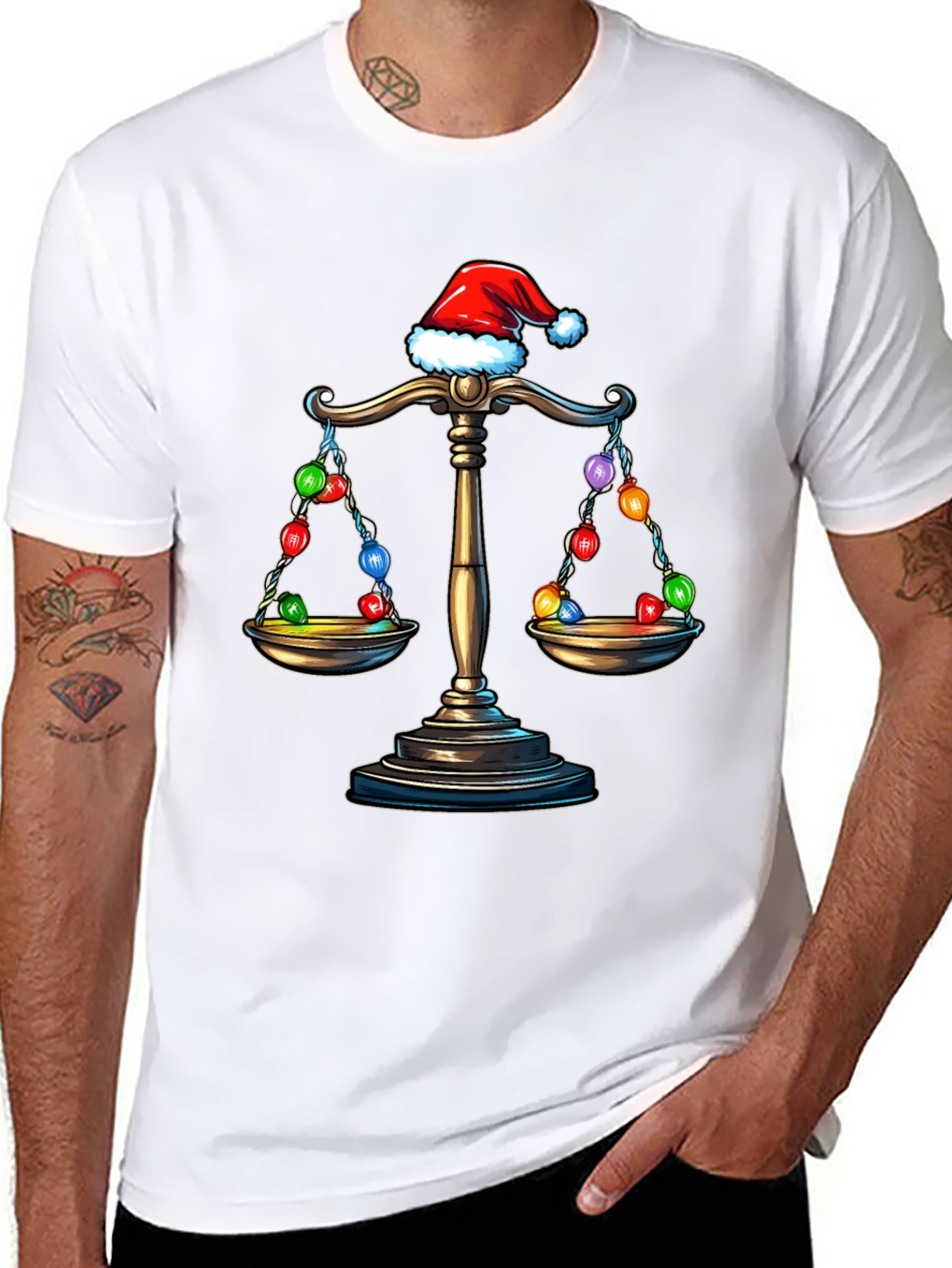 Scales of Justice Santa Hat Christmas Holiday T-Shirt