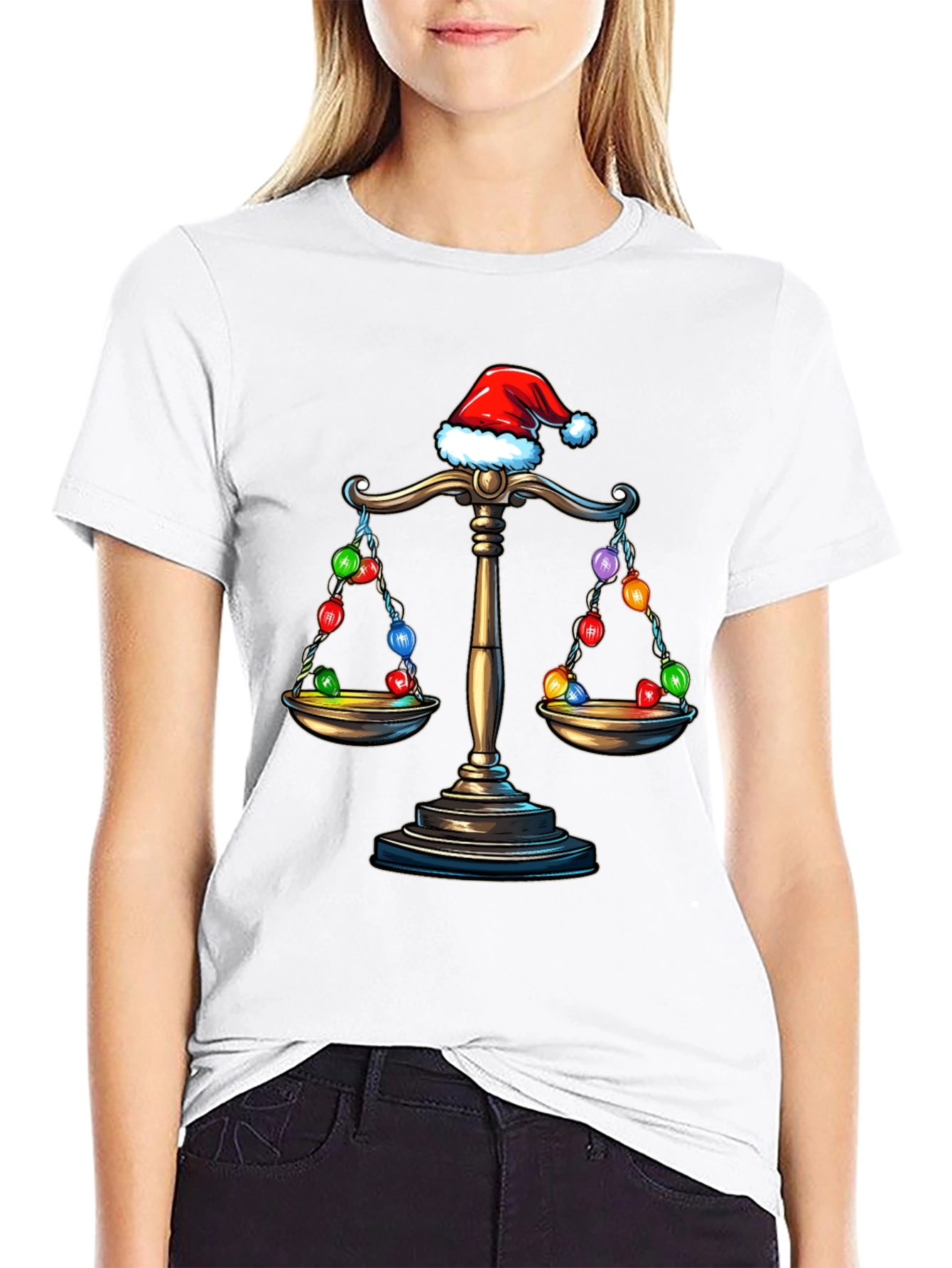 Scales of Justice Santa Hat Christmas Holiday T-Shirt