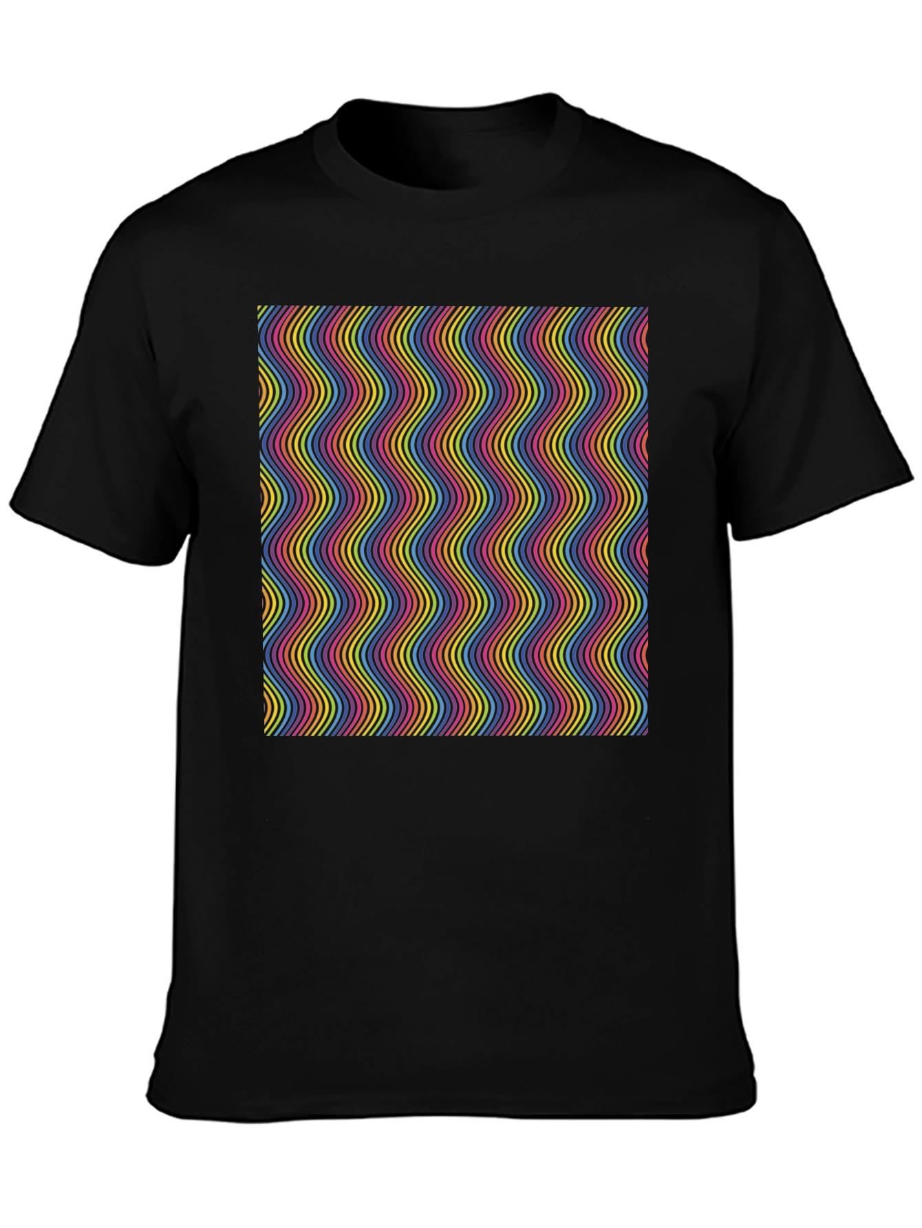 Retro Wave Pattern T-Shirt - Black