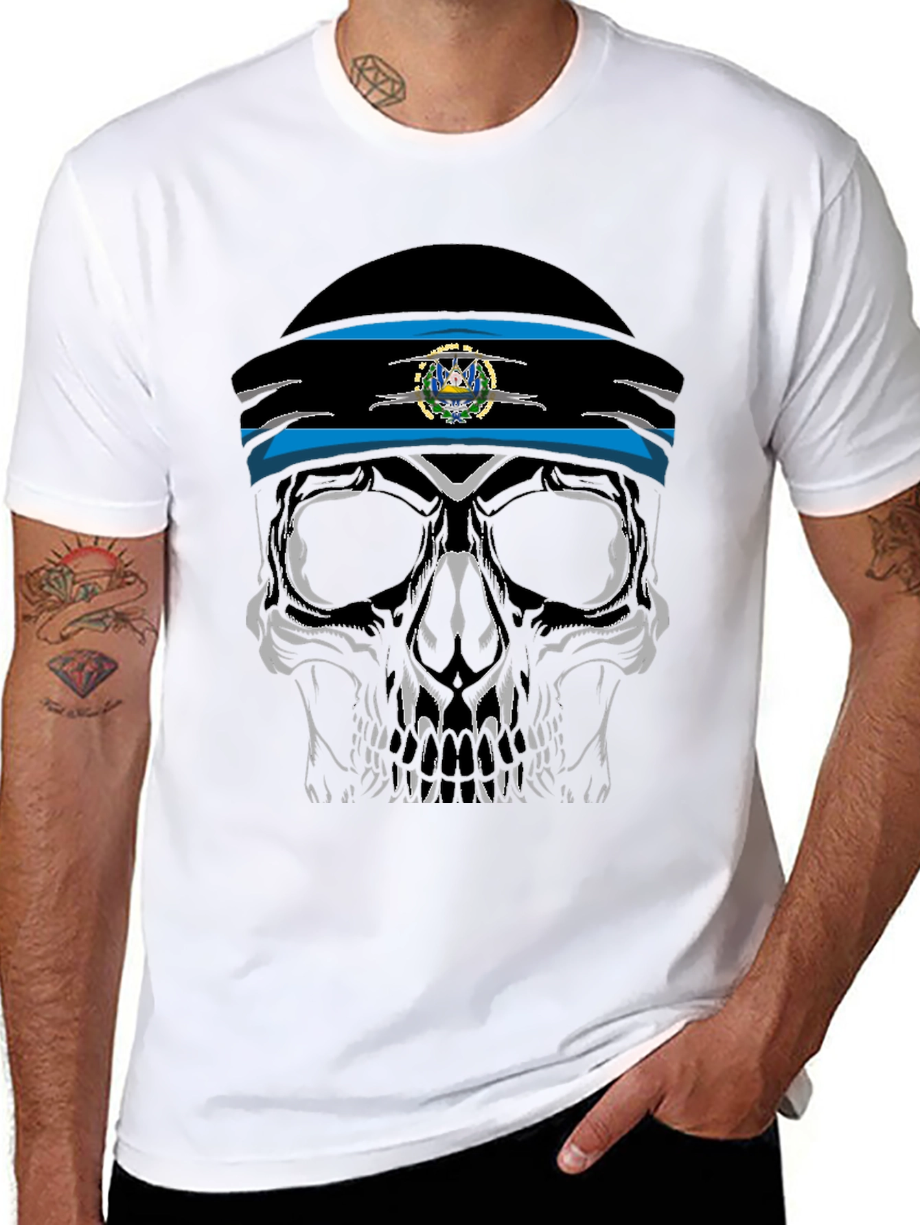 Skull Headband Graphic Tee - Black