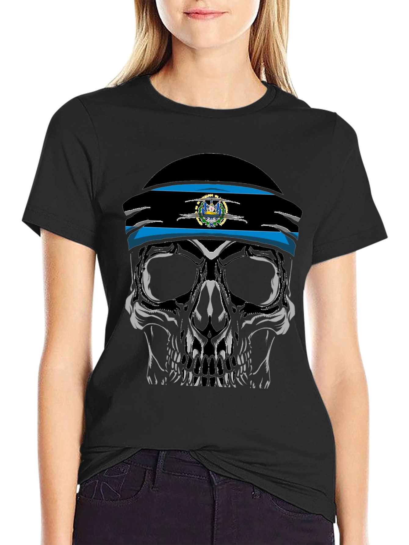 Skull Headband Graphic Tee - Black