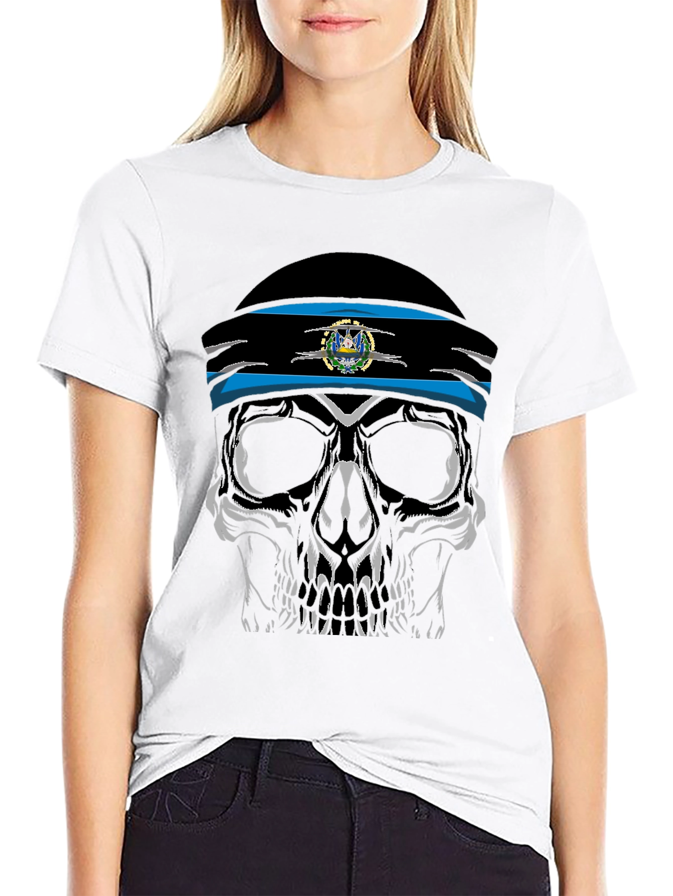Skull Headband Graphic Tee - Black