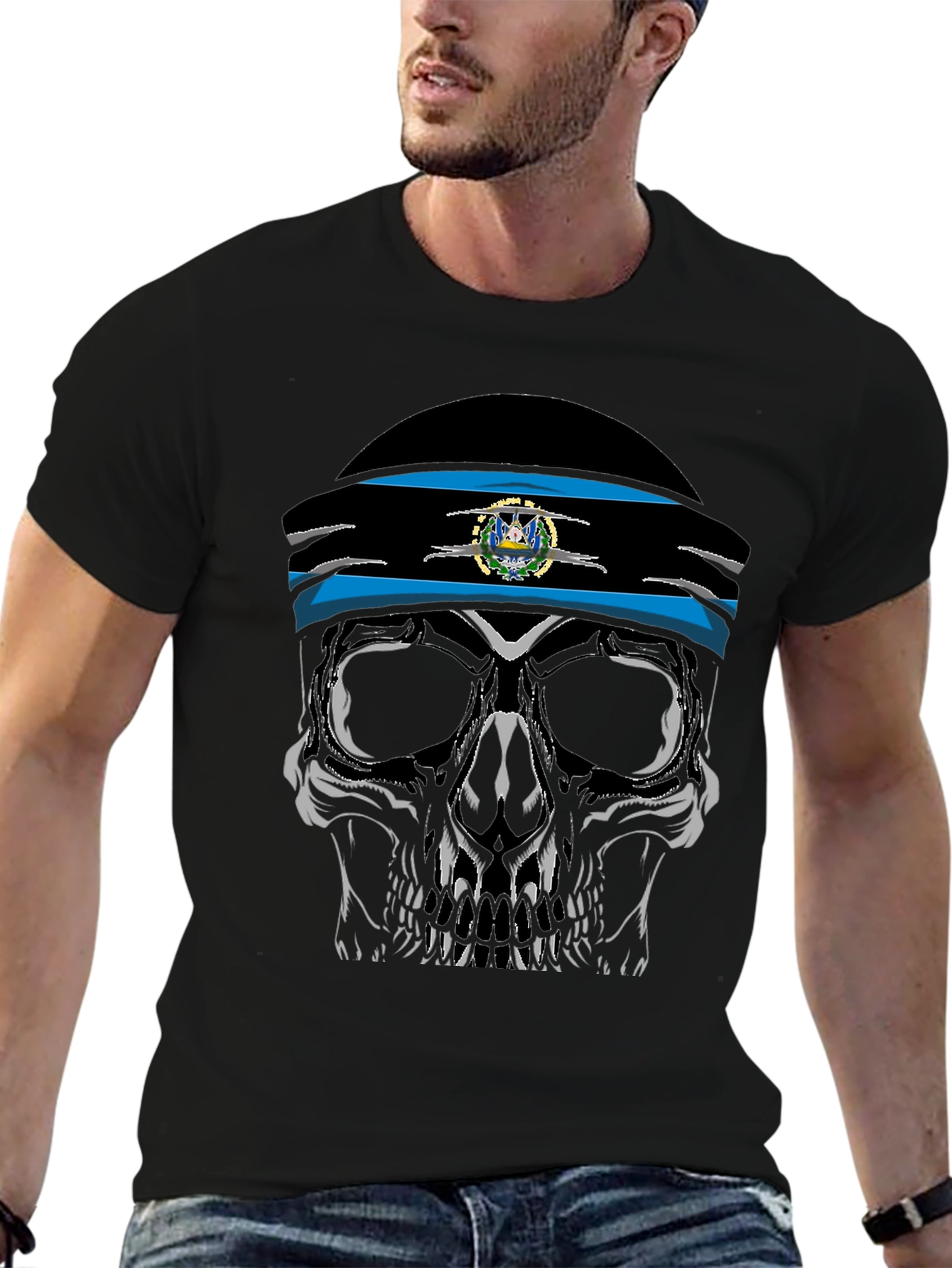 Skull Headband Graphic Tee - Black