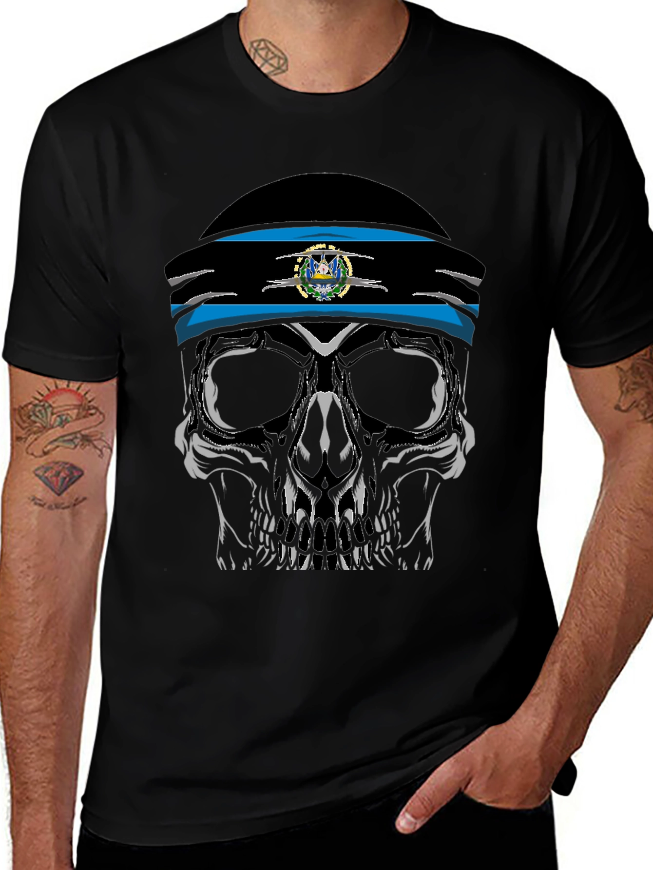 Skull Headband Graphic Tee - Black