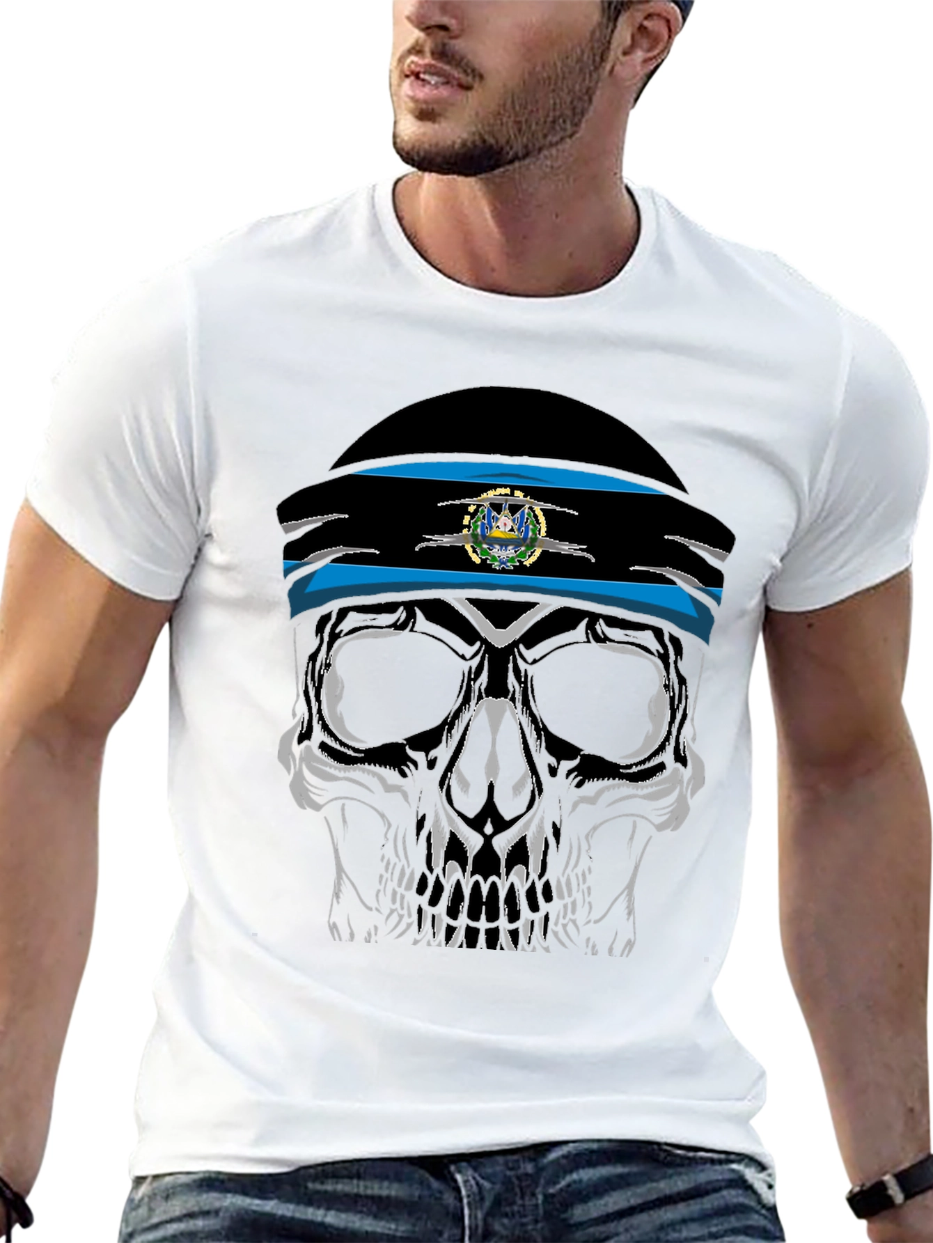 Skull Headband Graphic Tee - Black