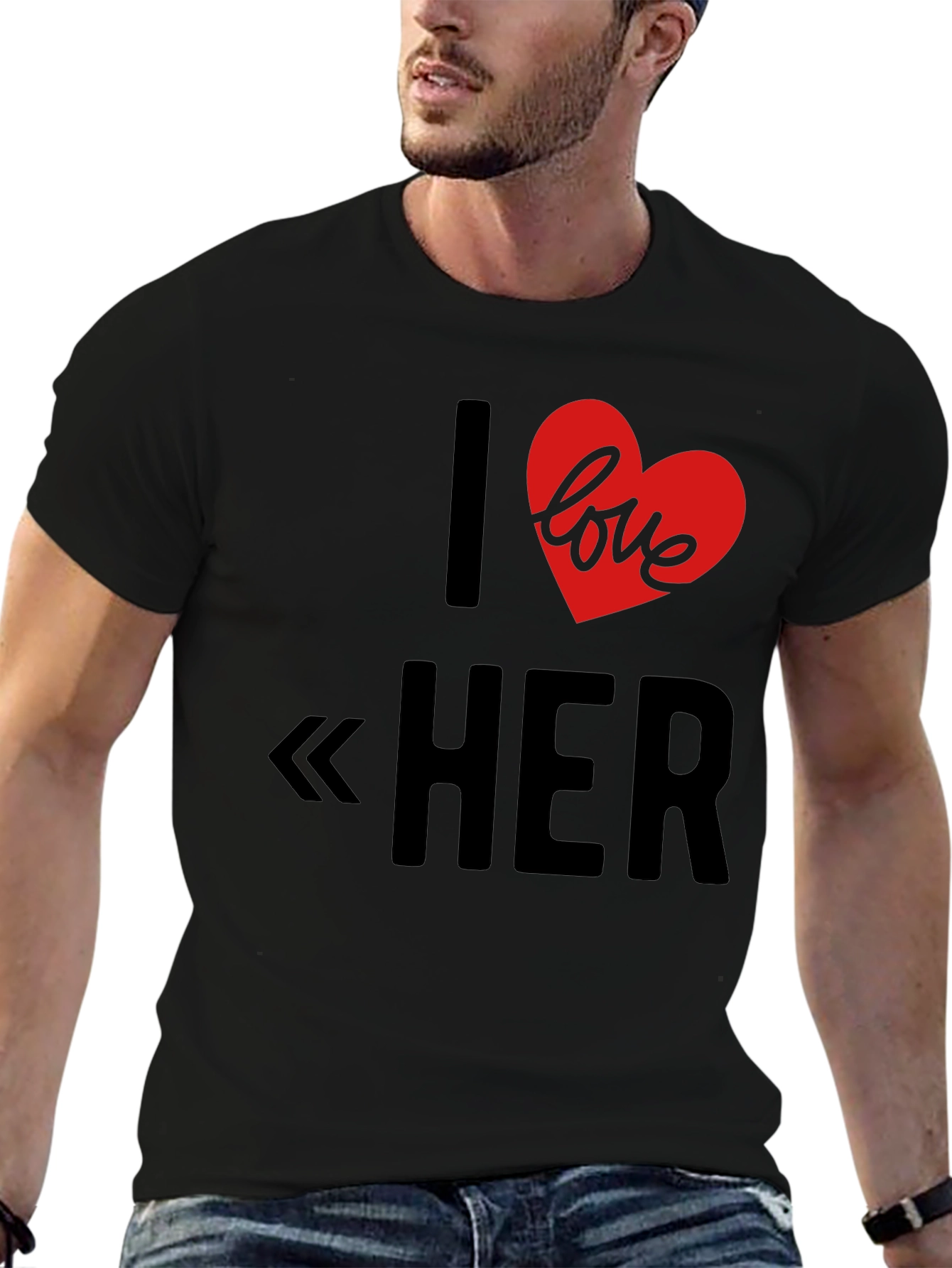 I Love Her Graphic Tee - Black