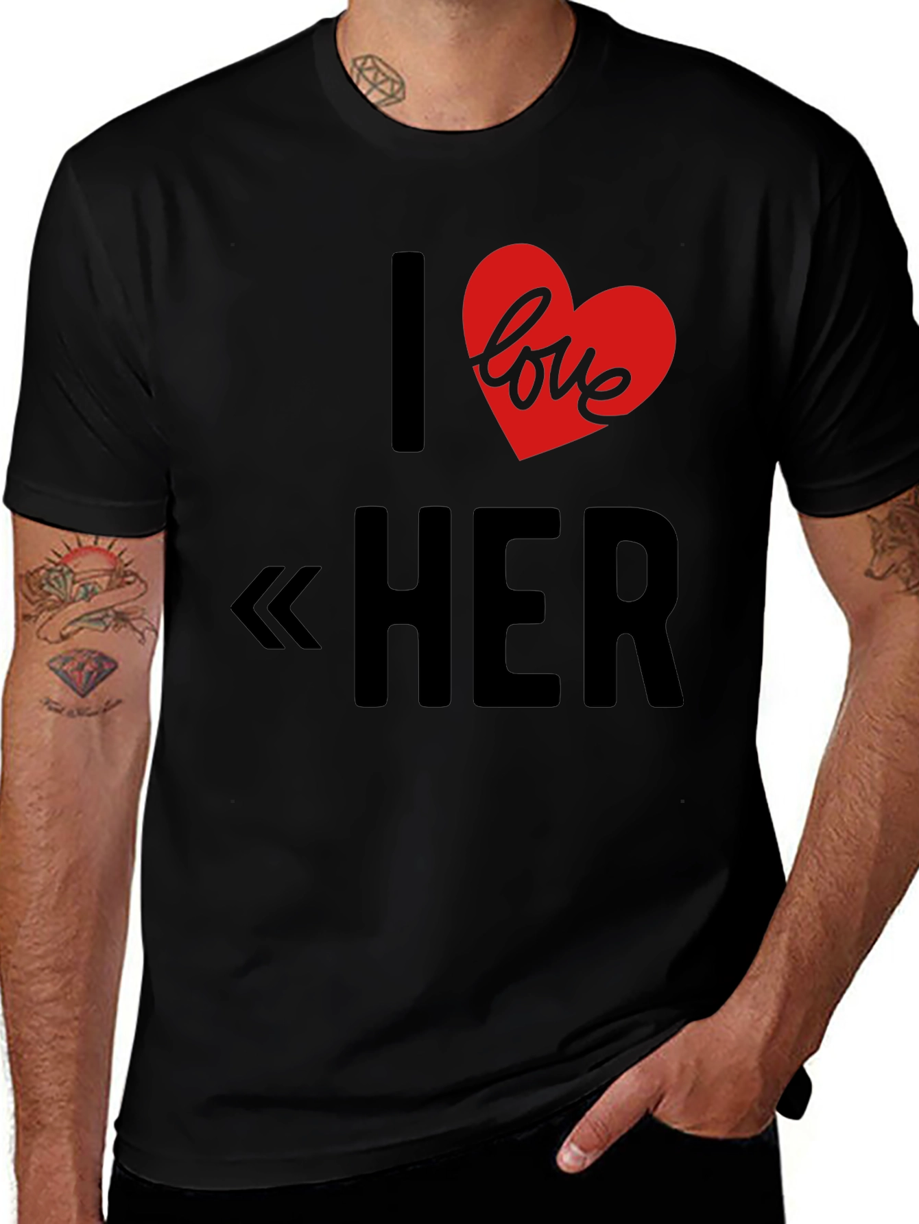 I Love Her Graphic Tee - Black