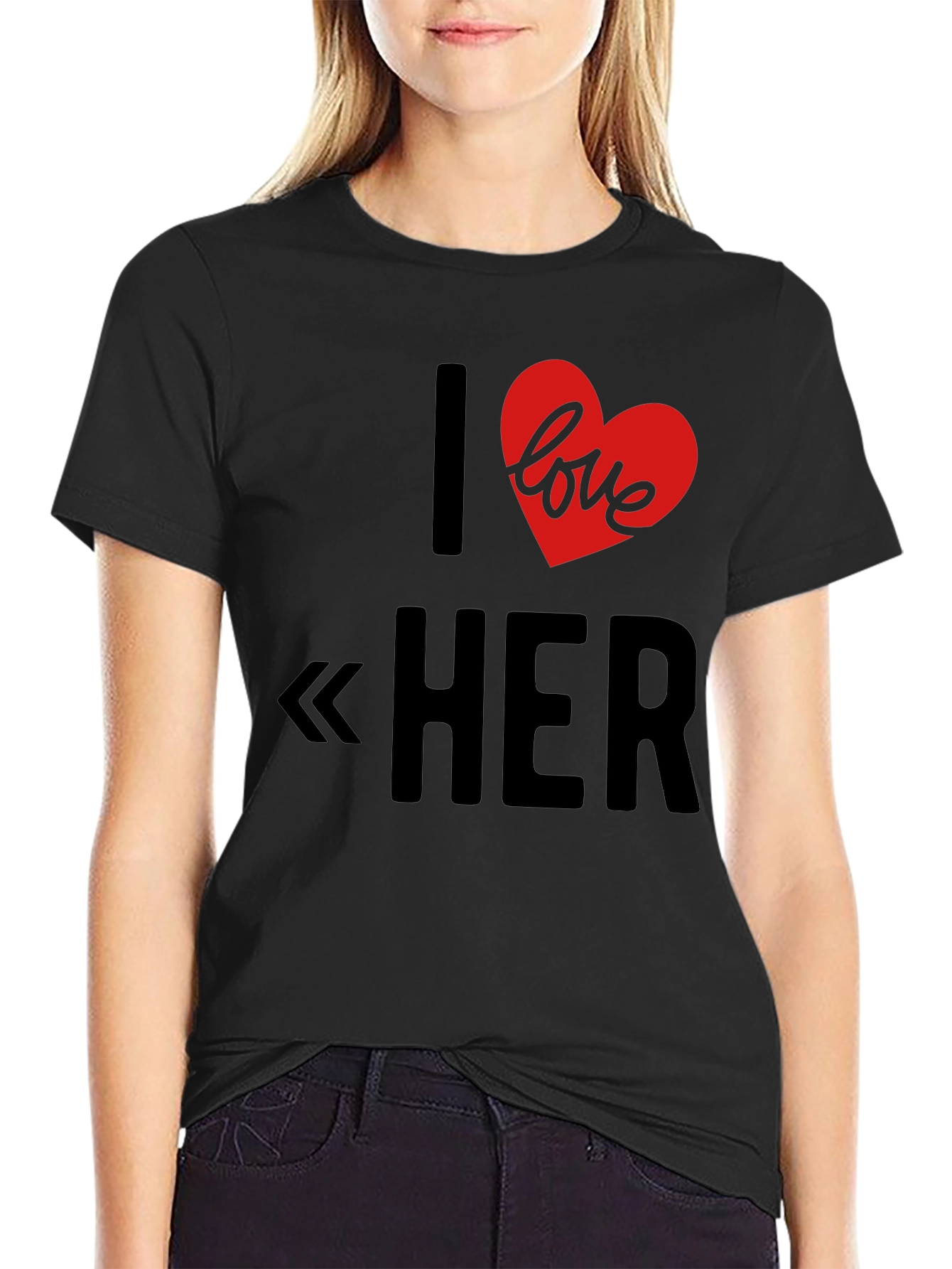 I Love Her Graphic Tee - Black