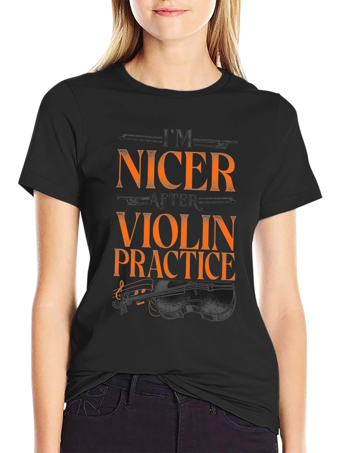 Nicer Violin Practice Black Graphic Tee