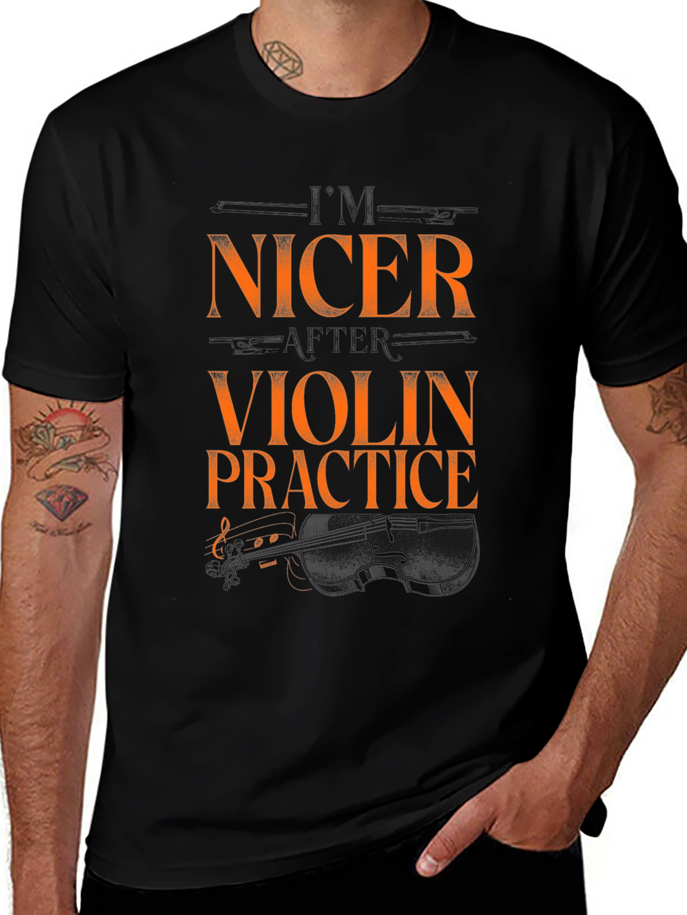 Nicer Violin Practice Black Graphic Tee