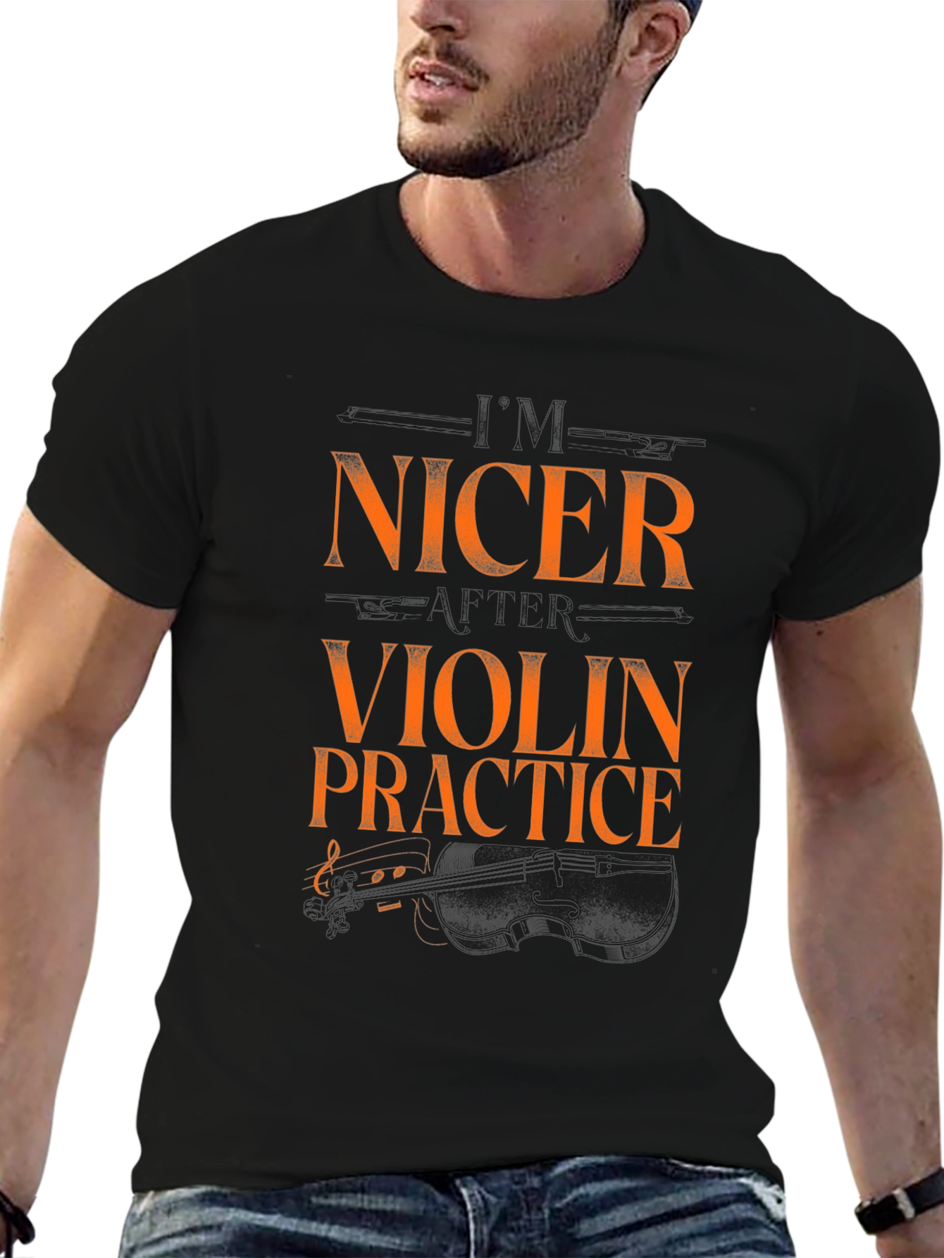Nicer Violin Practice Black Graphic Tee