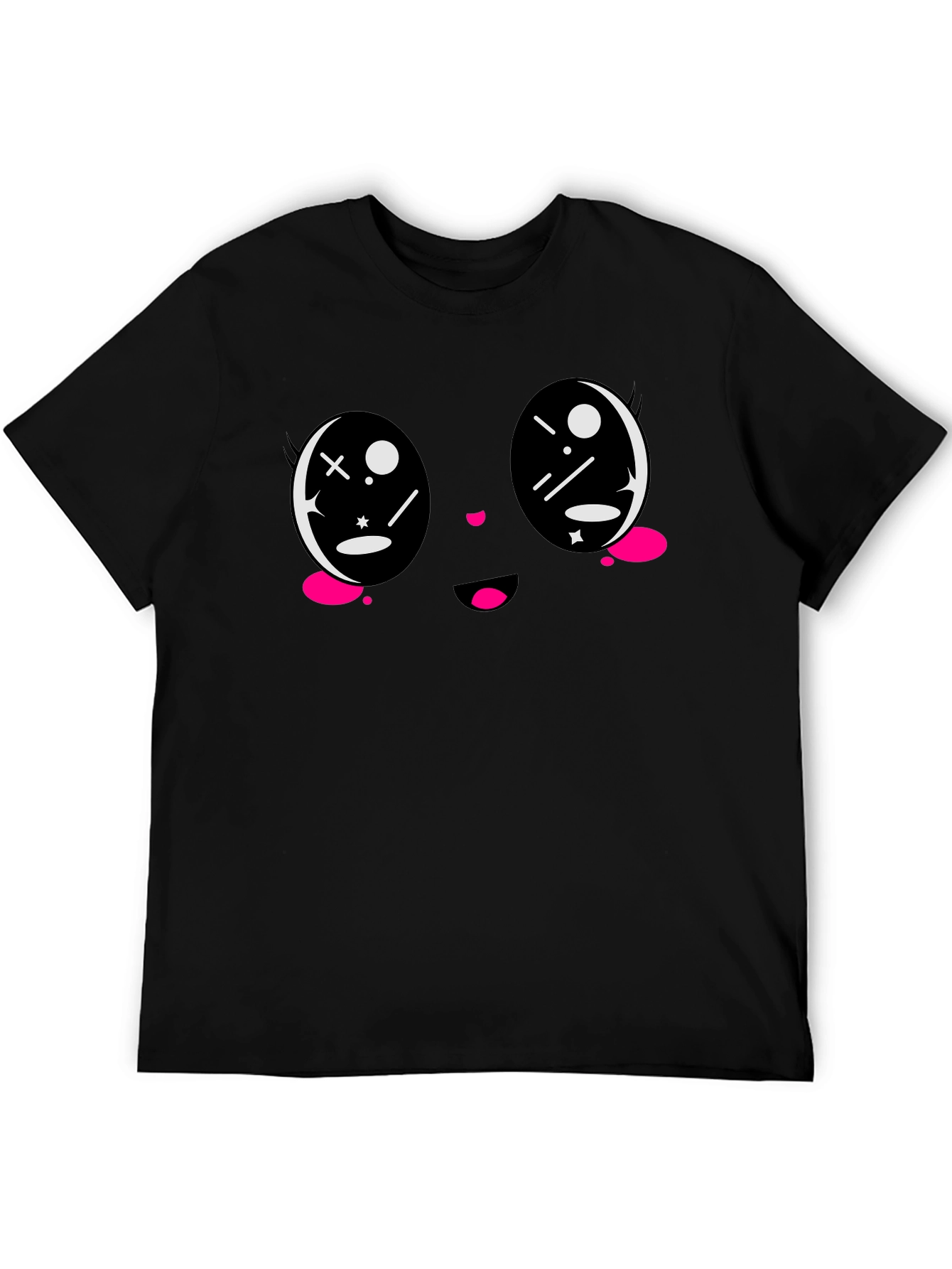 Kawaii Face Black T-Shirt - Anime Style