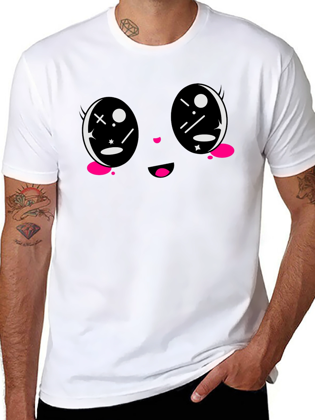 Kawaii Face Black T-Shirt - Anime Style