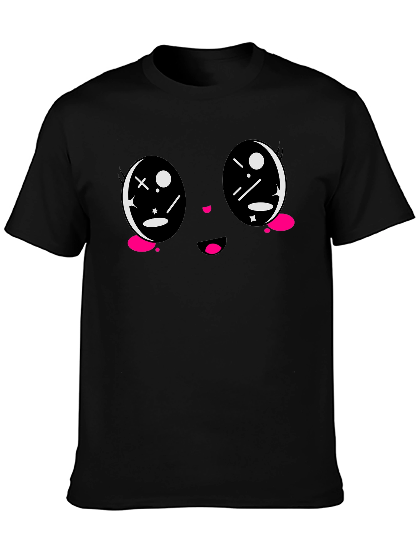 Kawaii Face Black T-Shirt - Anime Style