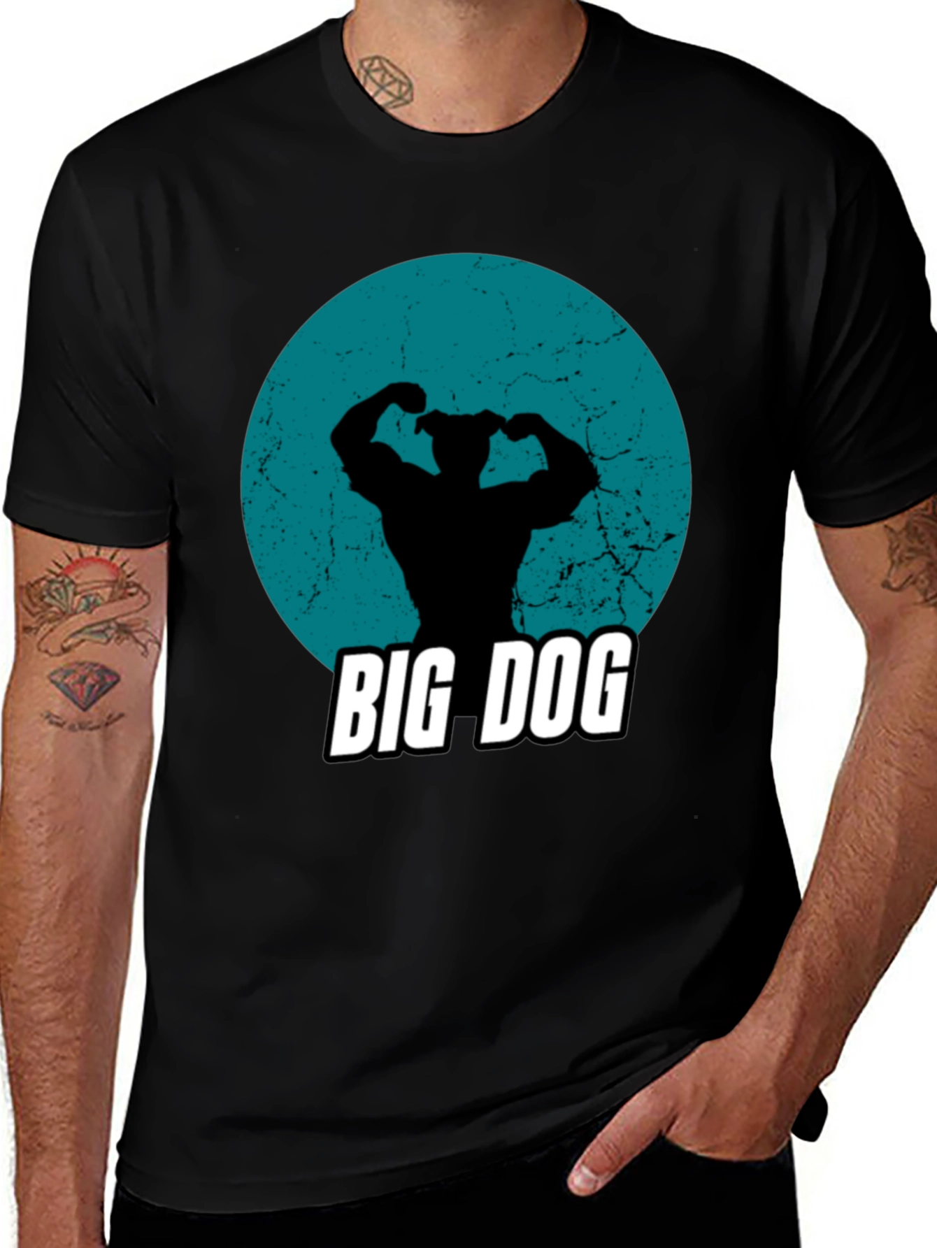 Big Dog Graphic Tee - Black Crew Neck