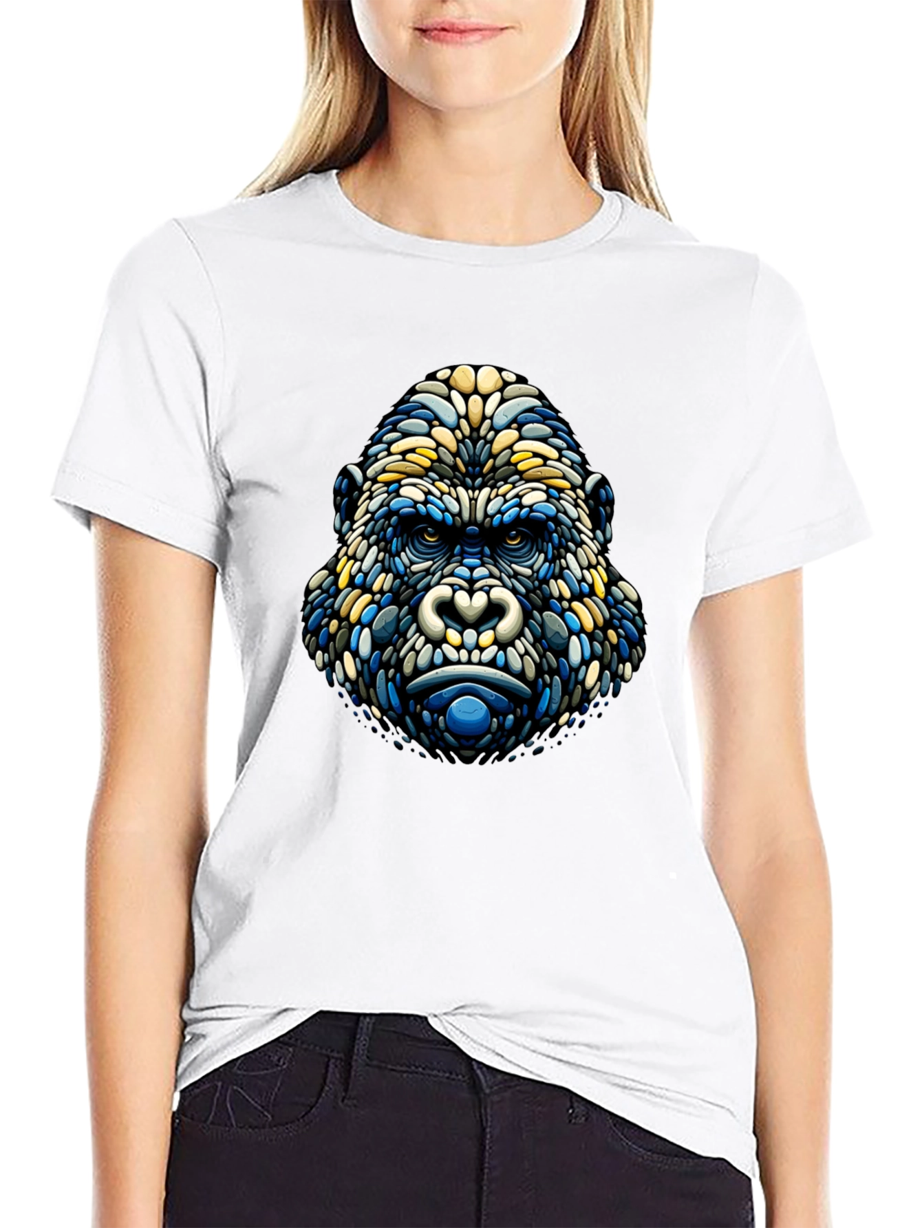 Abstract Gorilla Head Graphic Tee - Modern Style