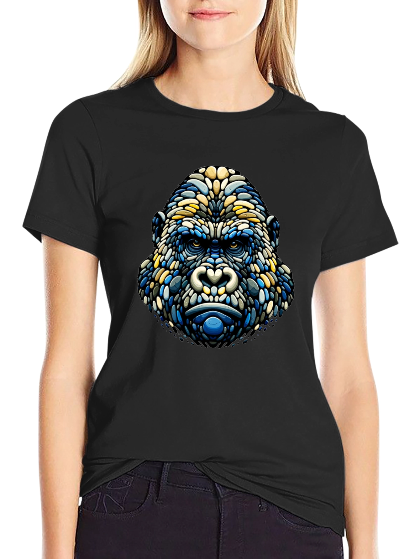 Abstract Gorilla Head Graphic Tee - Modern Style