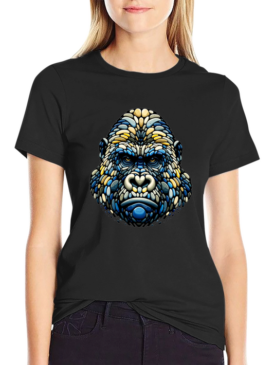 Abstract Gorilla Head Graphic Tee - Modern Style