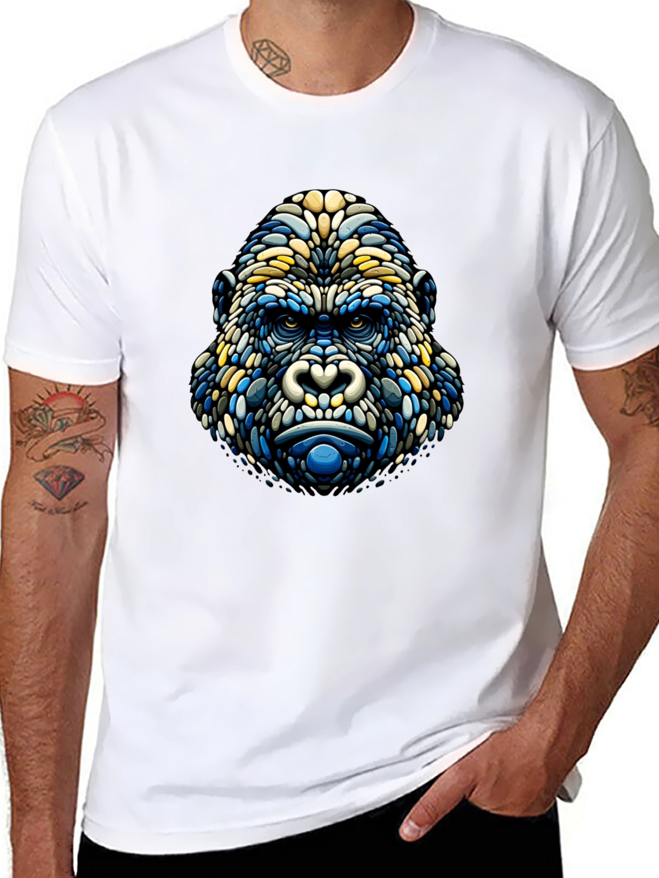 Abstract Gorilla Head Graphic Tee - Modern Style