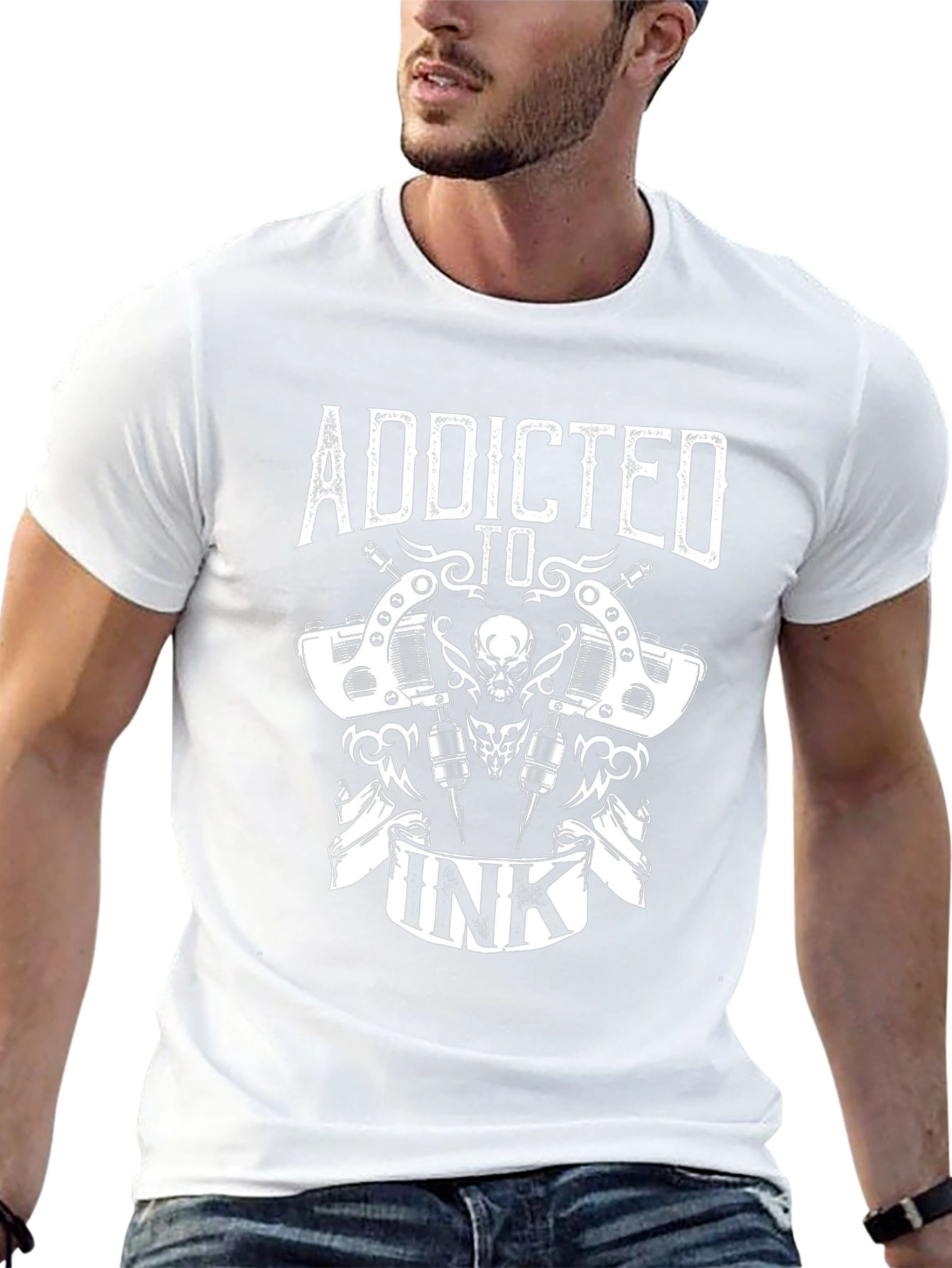 Addicted to Ink Black T-Shirt Tattoo Design
