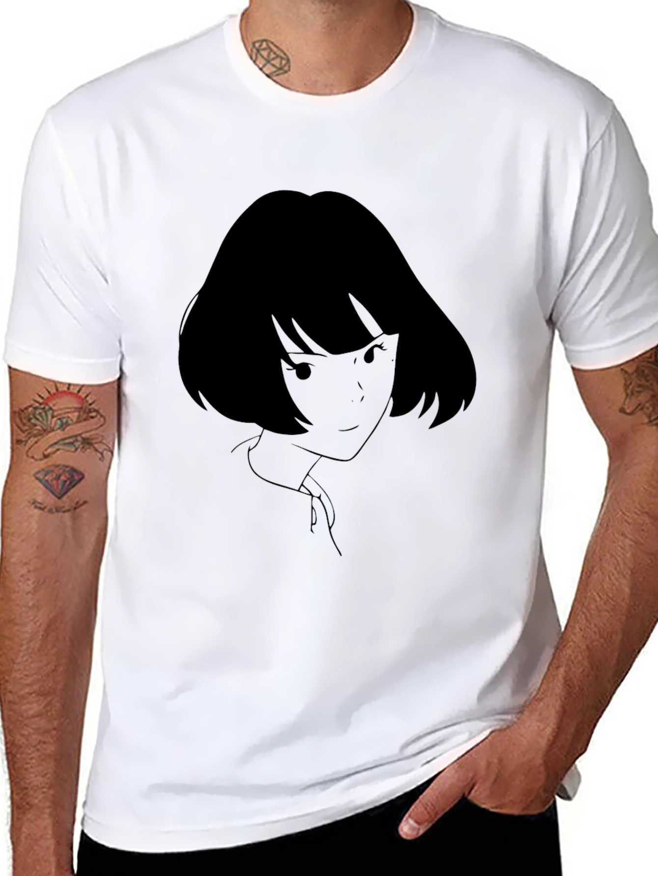 Anime Girl Graphic Black T-Shirt