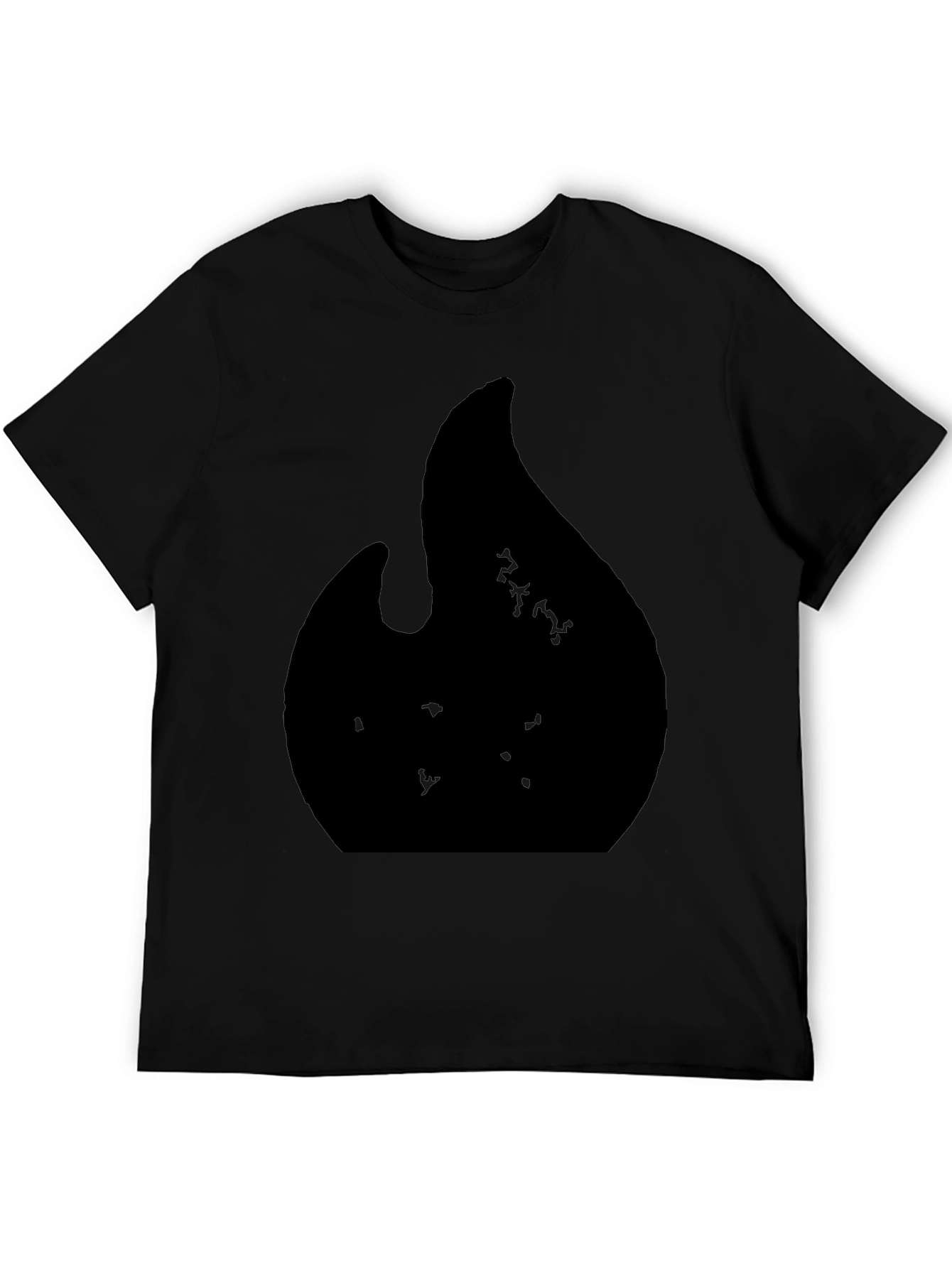 Black Graphic Tee with Abstract Flame Design