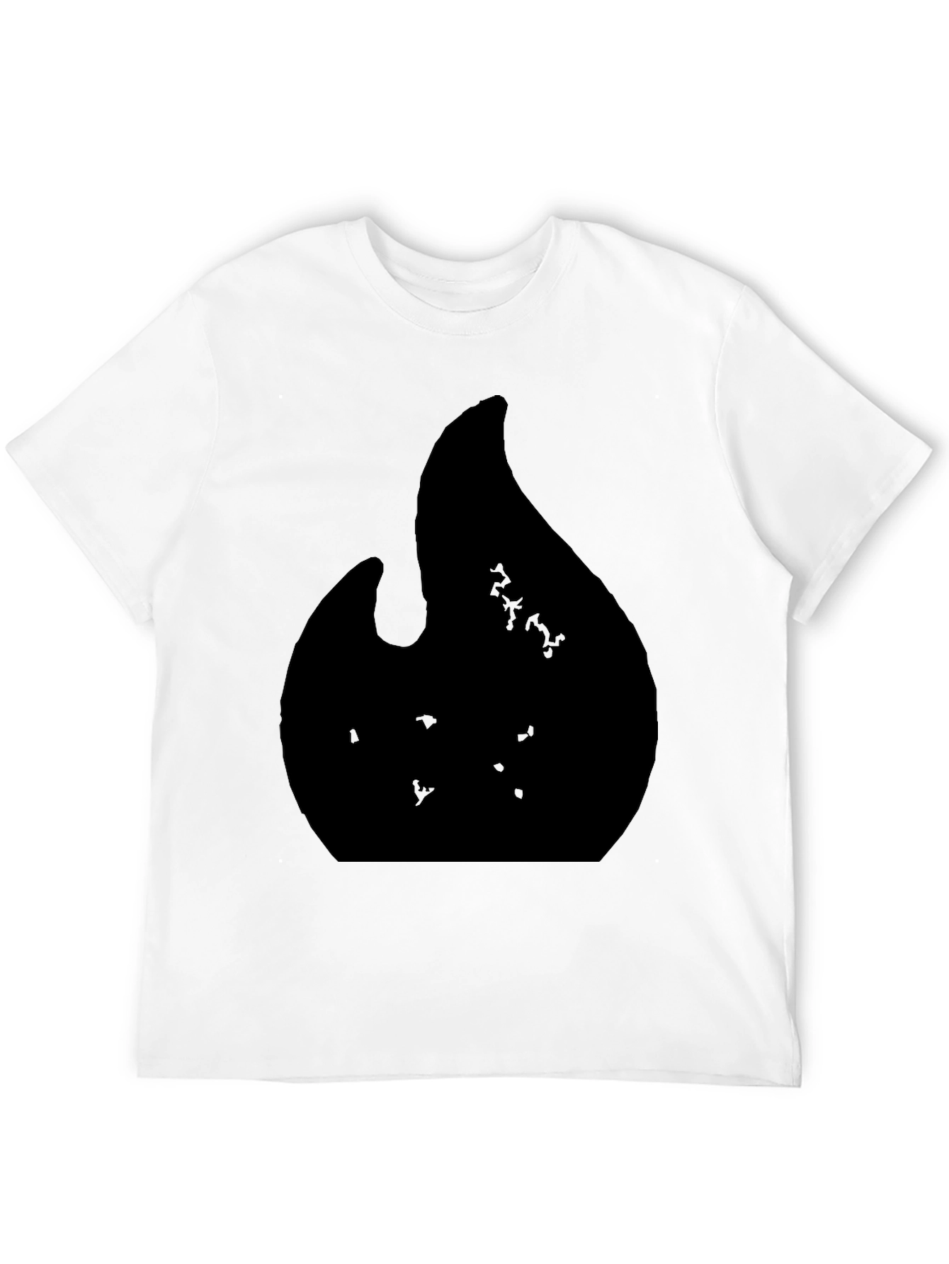 Black Graphic Tee with Abstract Flame Design