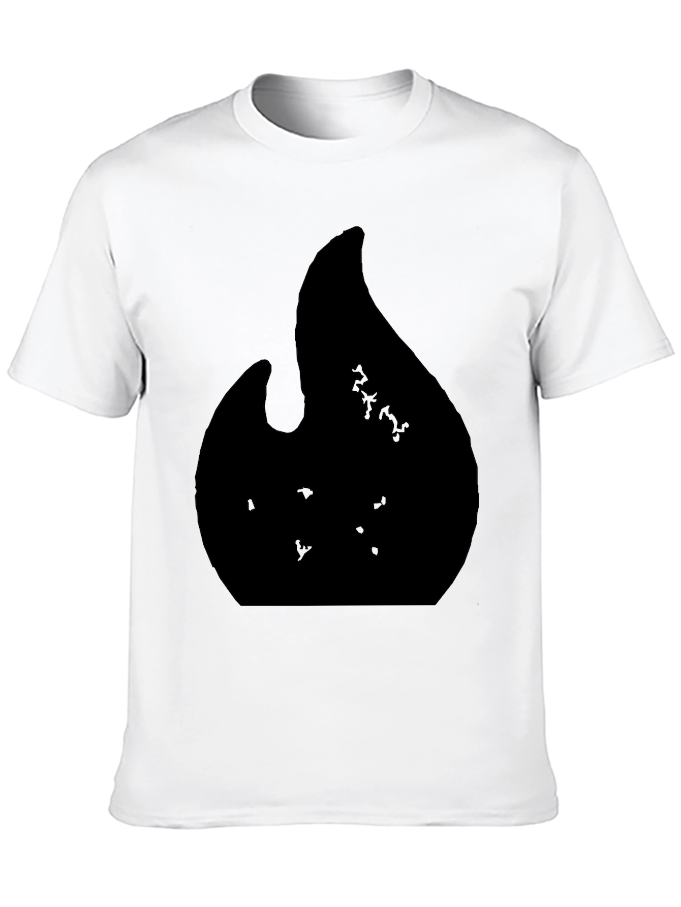 Black Graphic Tee with Abstract Flame Design