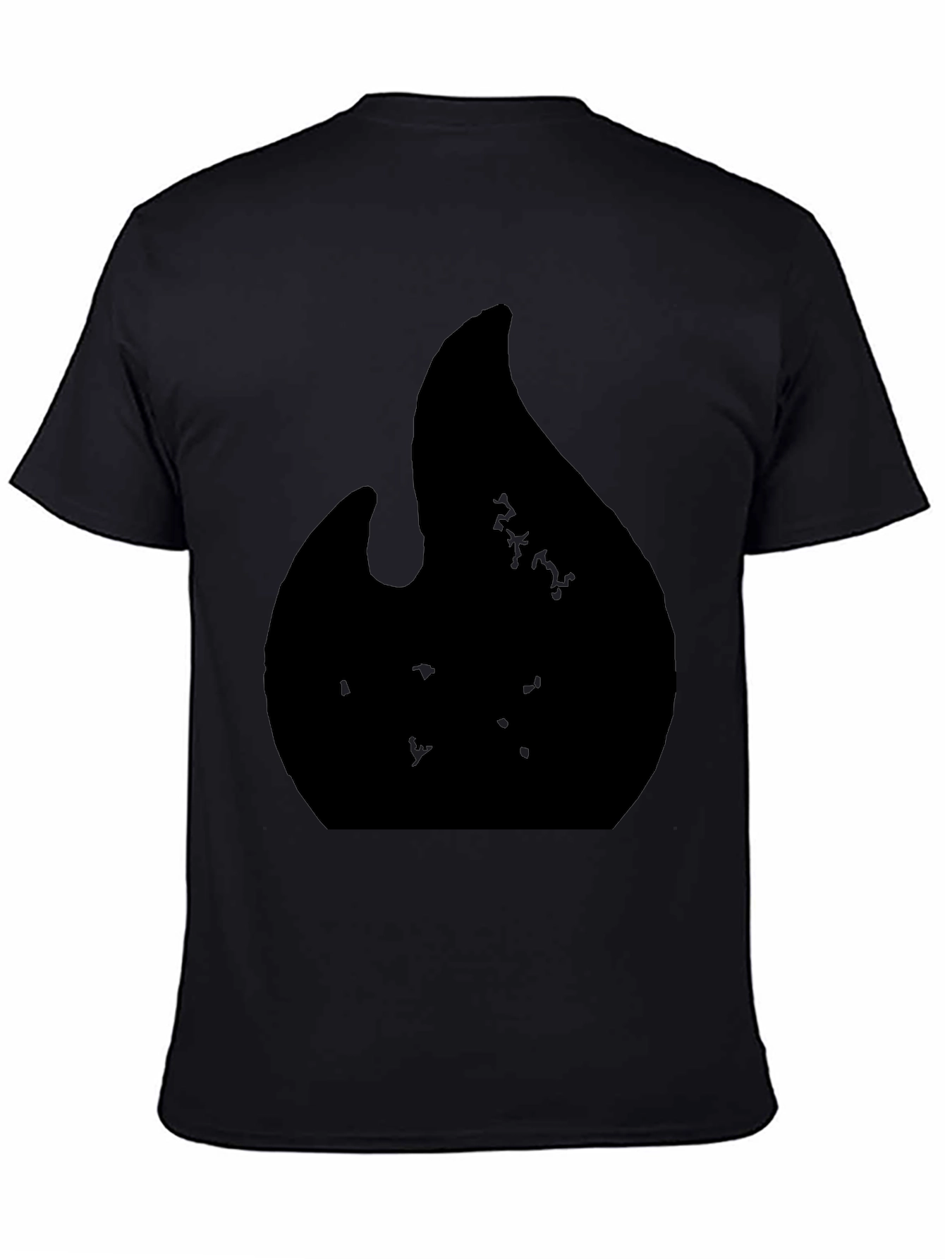 Black Graphic Tee with Abstract Flame Design