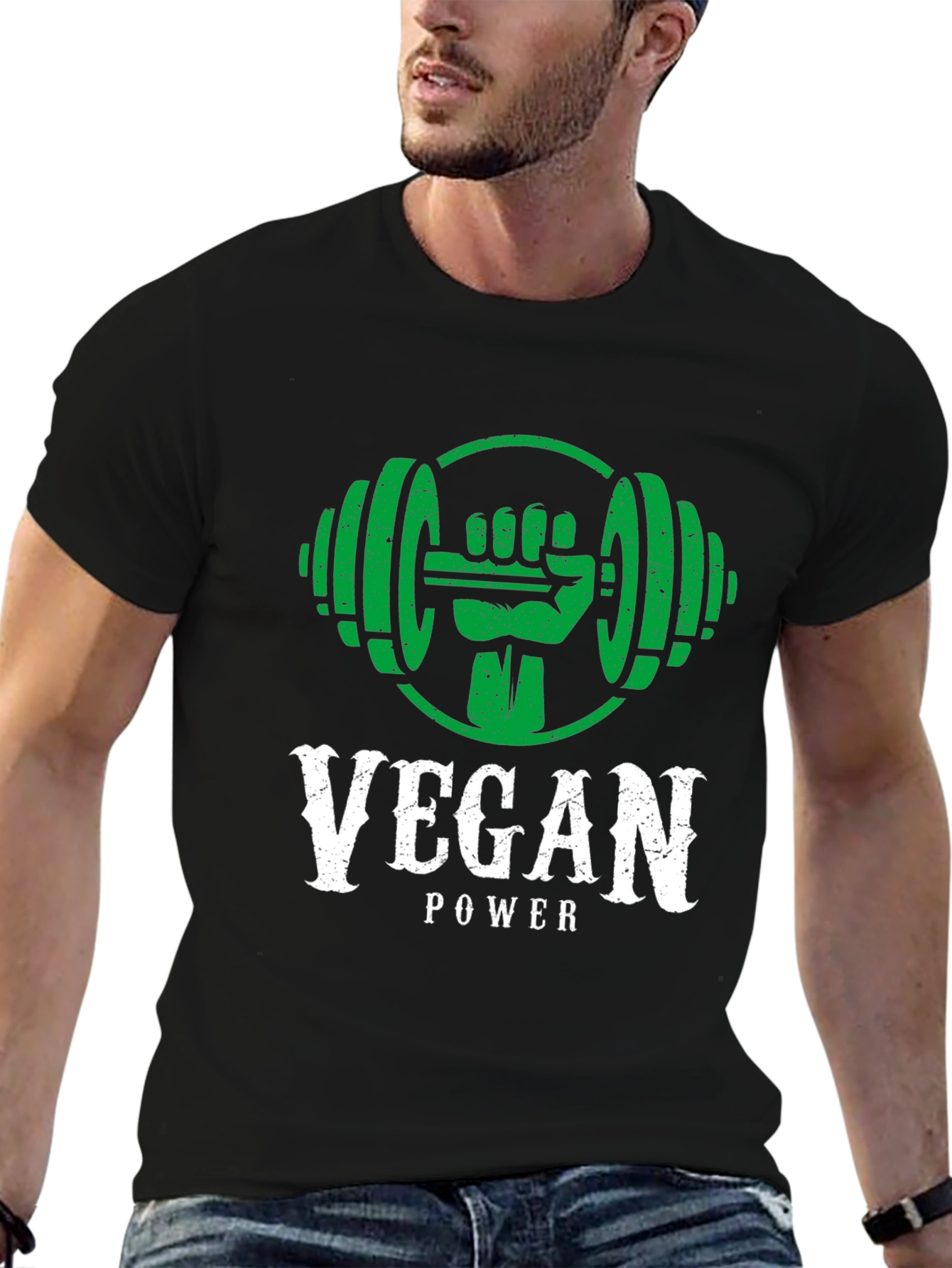 Vegan Power Black T-Shirt - Fitness & Health