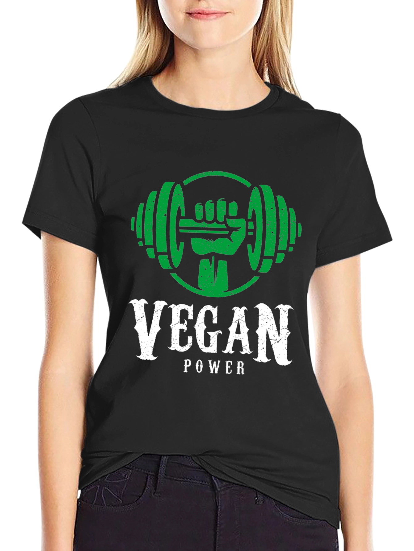 Vegan Power Black T-Shirt - Fitness & Health
