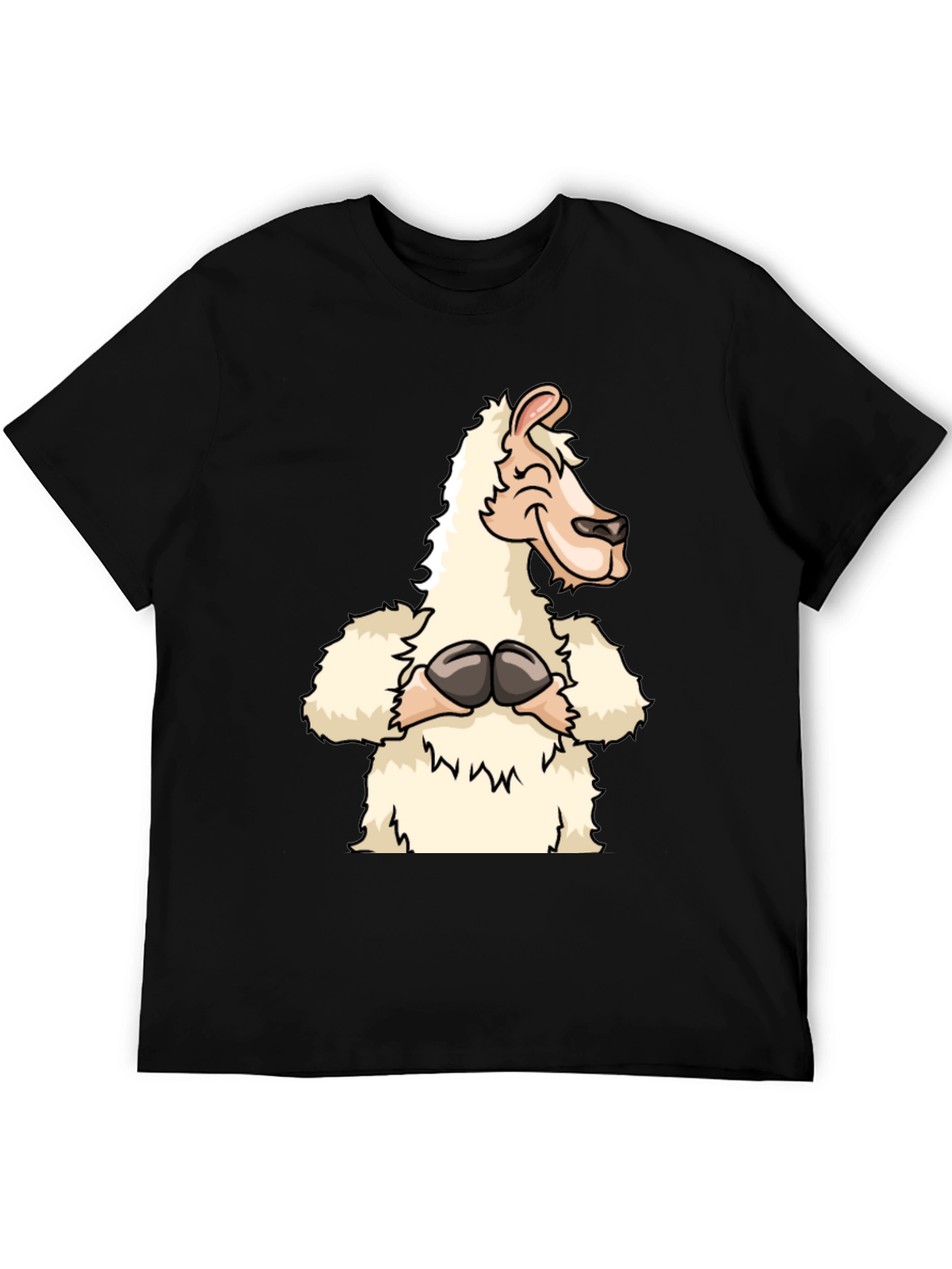 Funny Llama Graphic Tee - Black Cotton T-Shirt