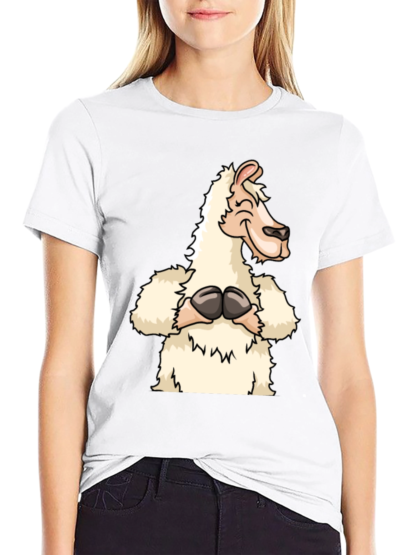 Funny Llama Graphic Tee - Black Cotton T-Shirt