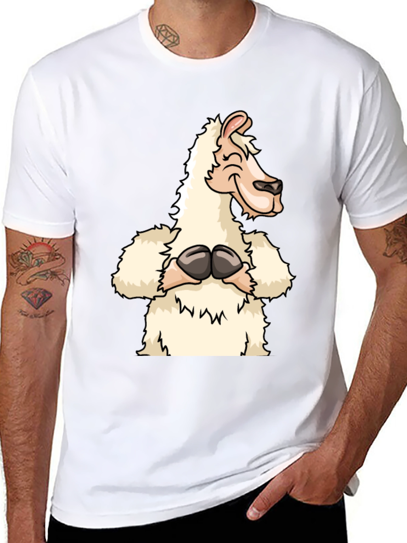 Funny Llama Graphic Tee - Black Cotton T-Shirt