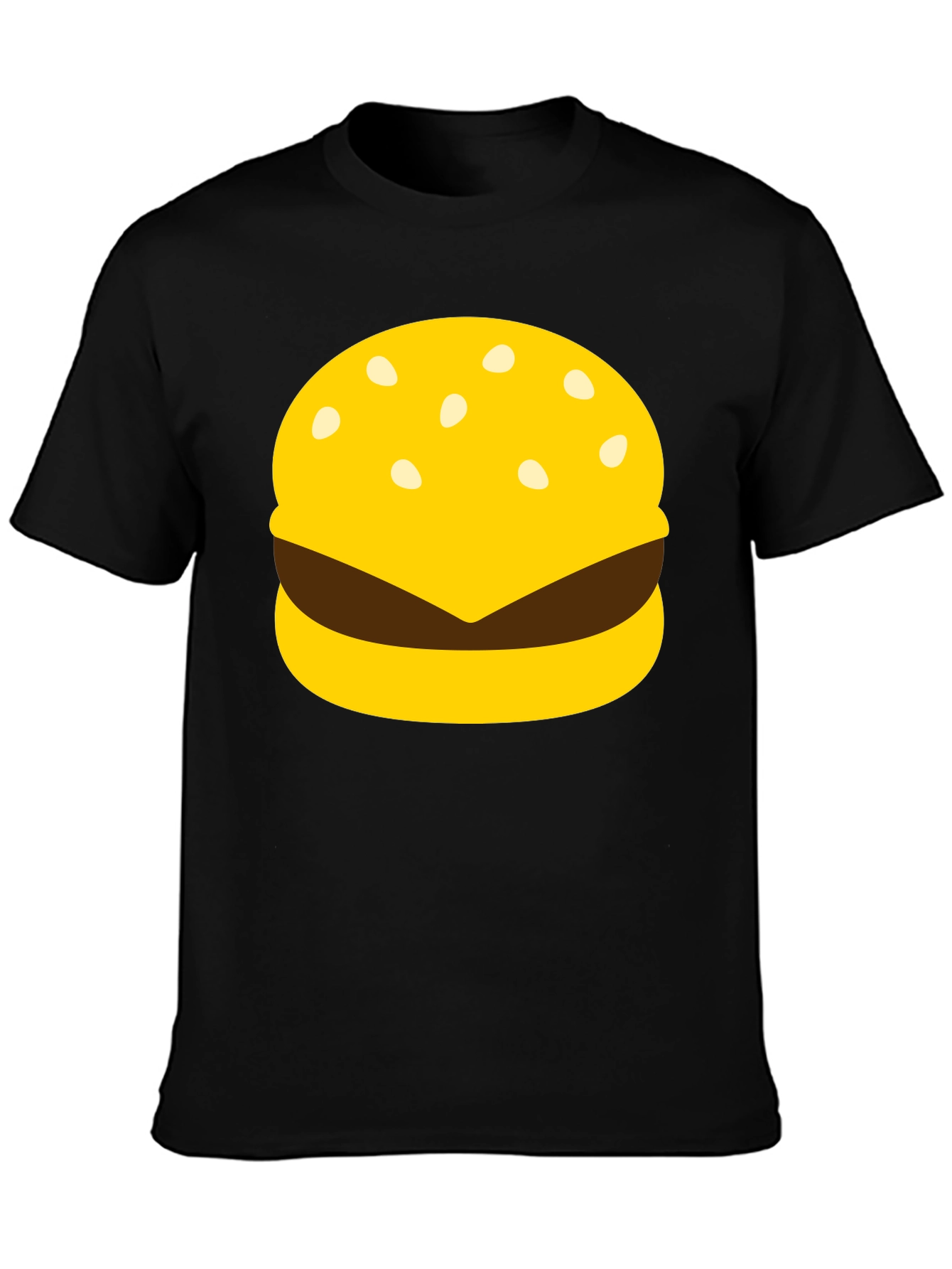 Burger Graphic Tee - Black Crew Neck Casual T-Shirt
