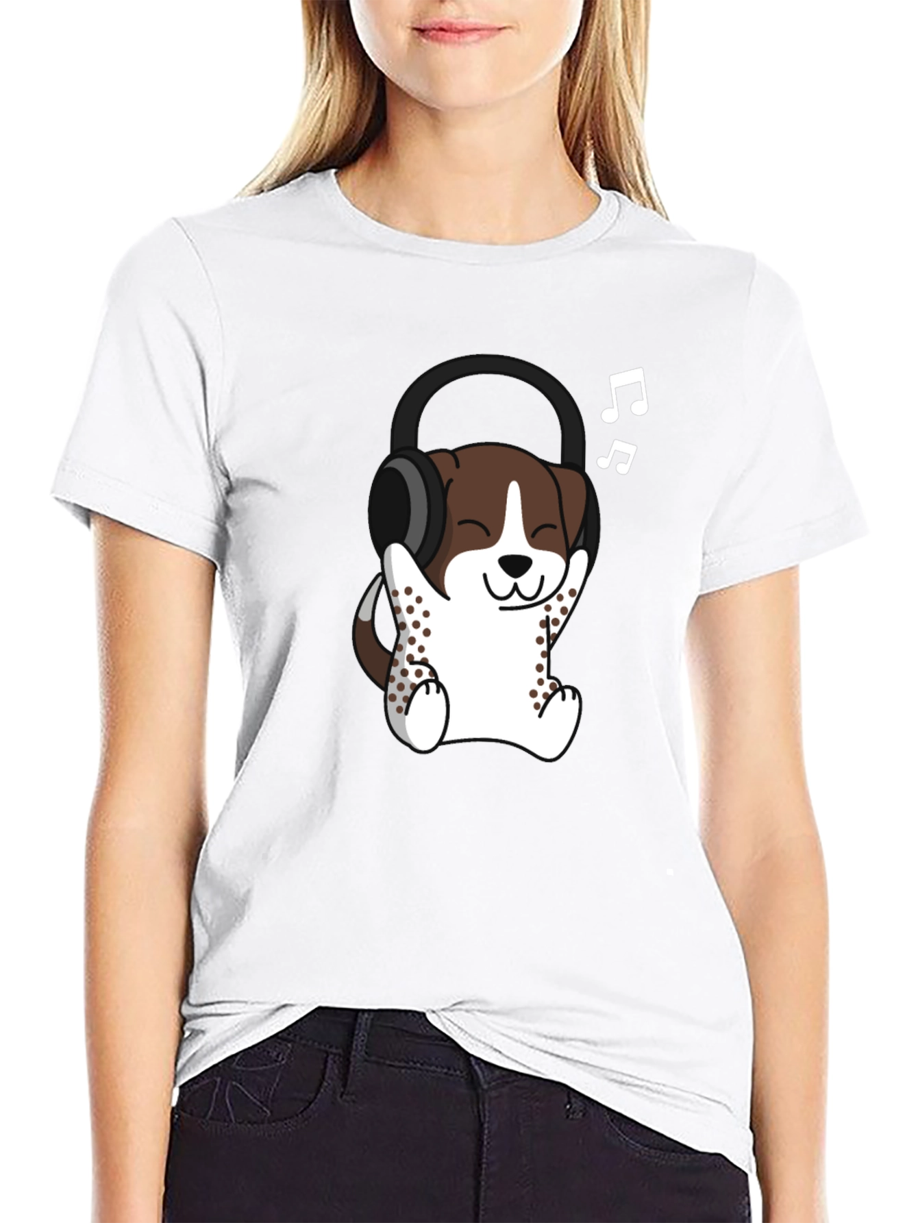 Cool Dog with Headphones Graphic Tee