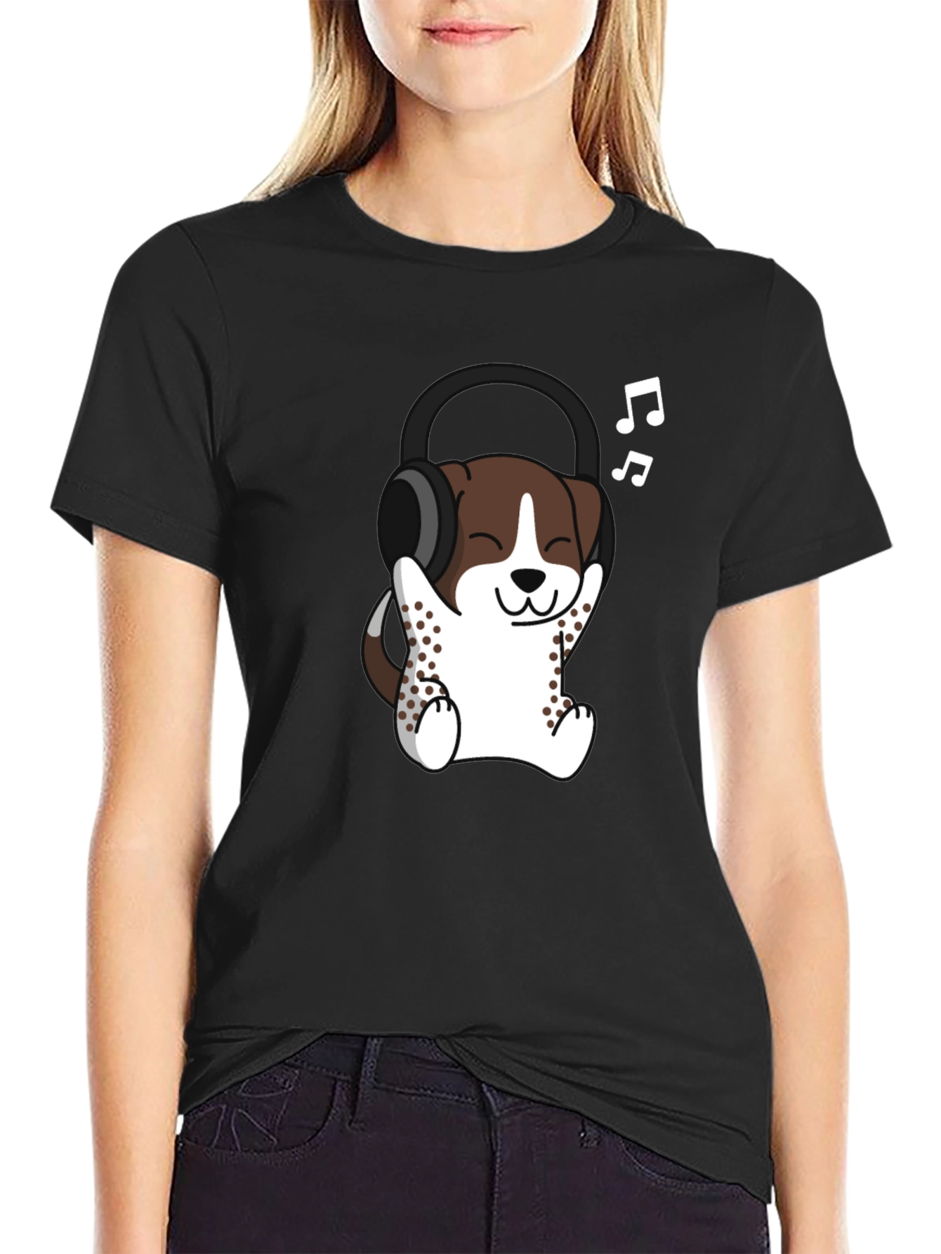 Cool Dog with Headphones Graphic Tee