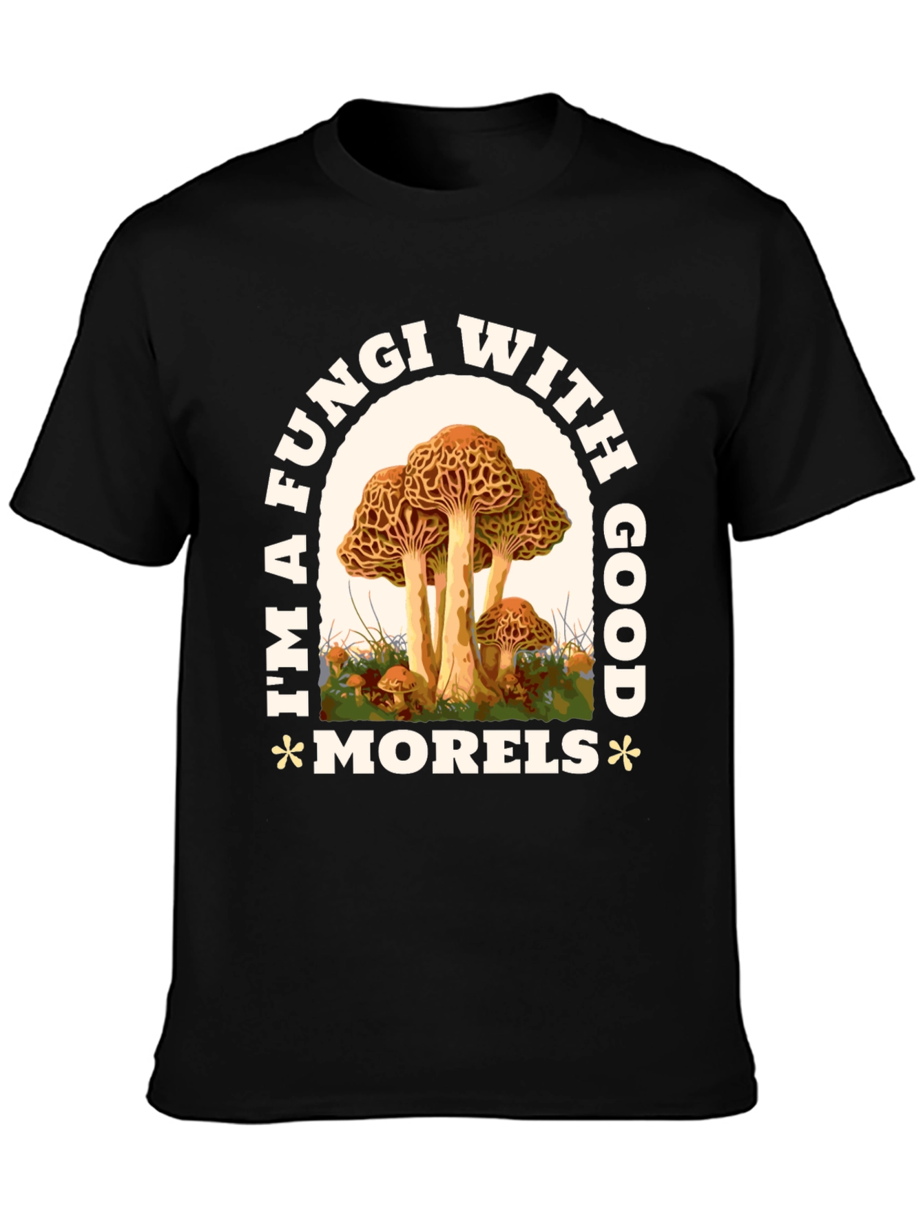 Fungi With God Morels Mushroom Black T-Shirt