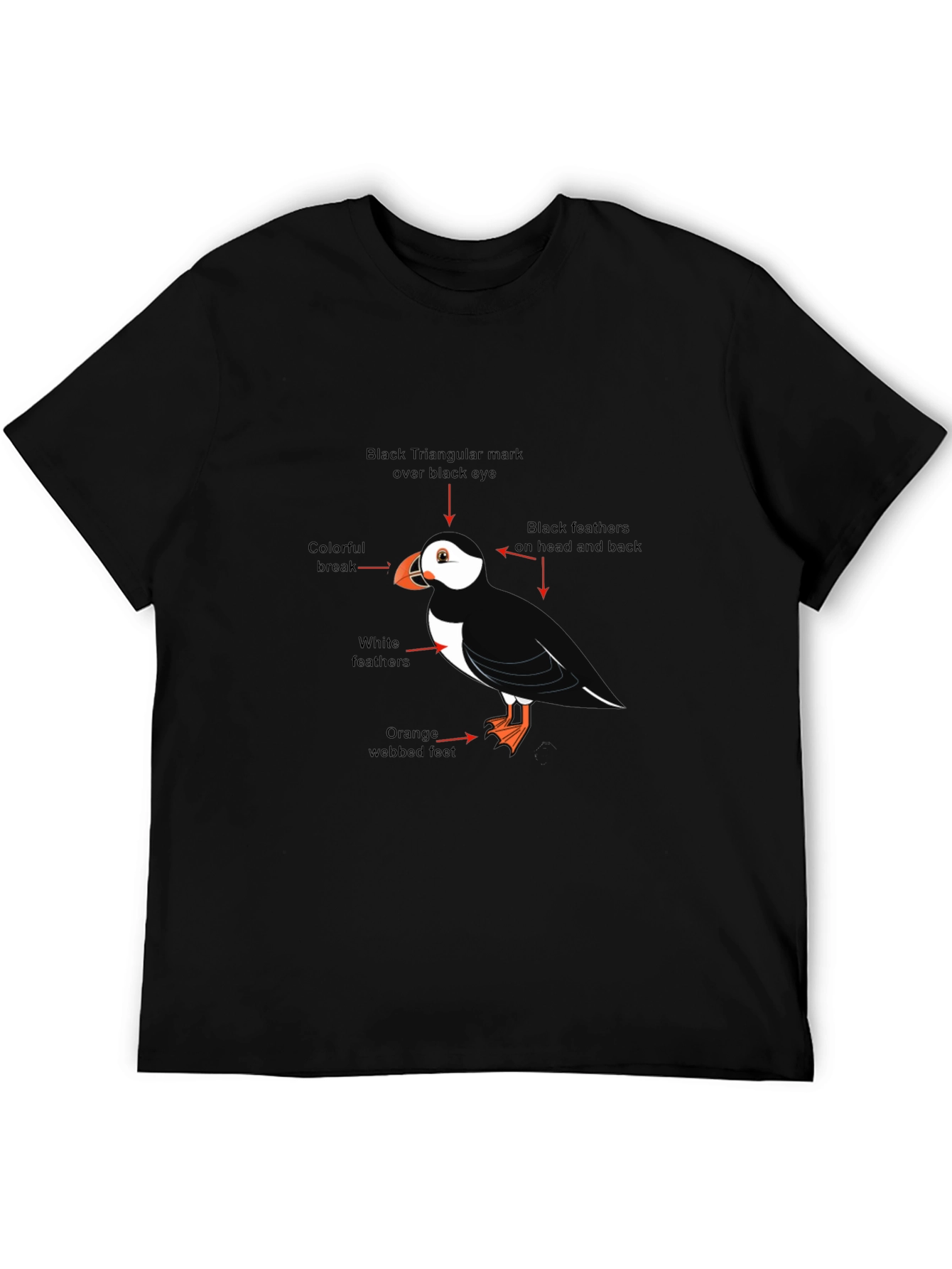 Puffin Bird Graphic Tee - Black Cotton Blend T-Shirt