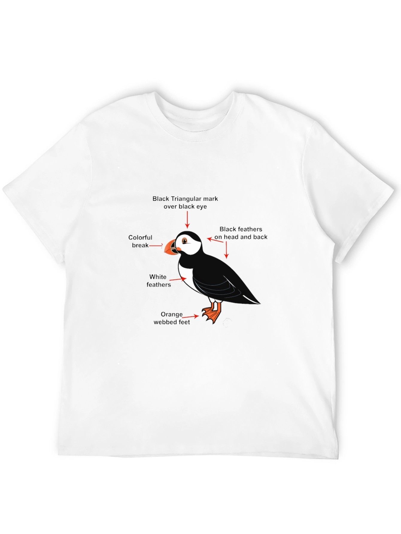 Puffin Bird Graphic Tee - Black Cotton Blend T-Shirt