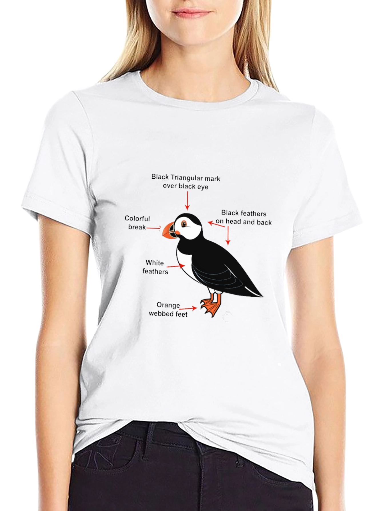 Puffin Bird Graphic Tee - Black Cotton Blend T-Shirt