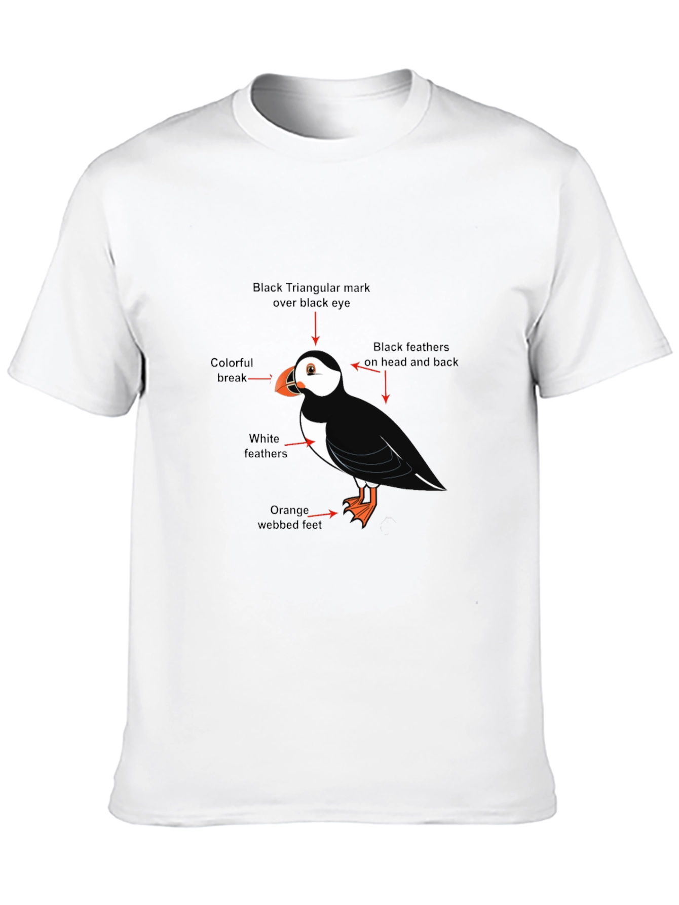 Puffin Bird Graphic Tee - Black Cotton Blend T-Shirt