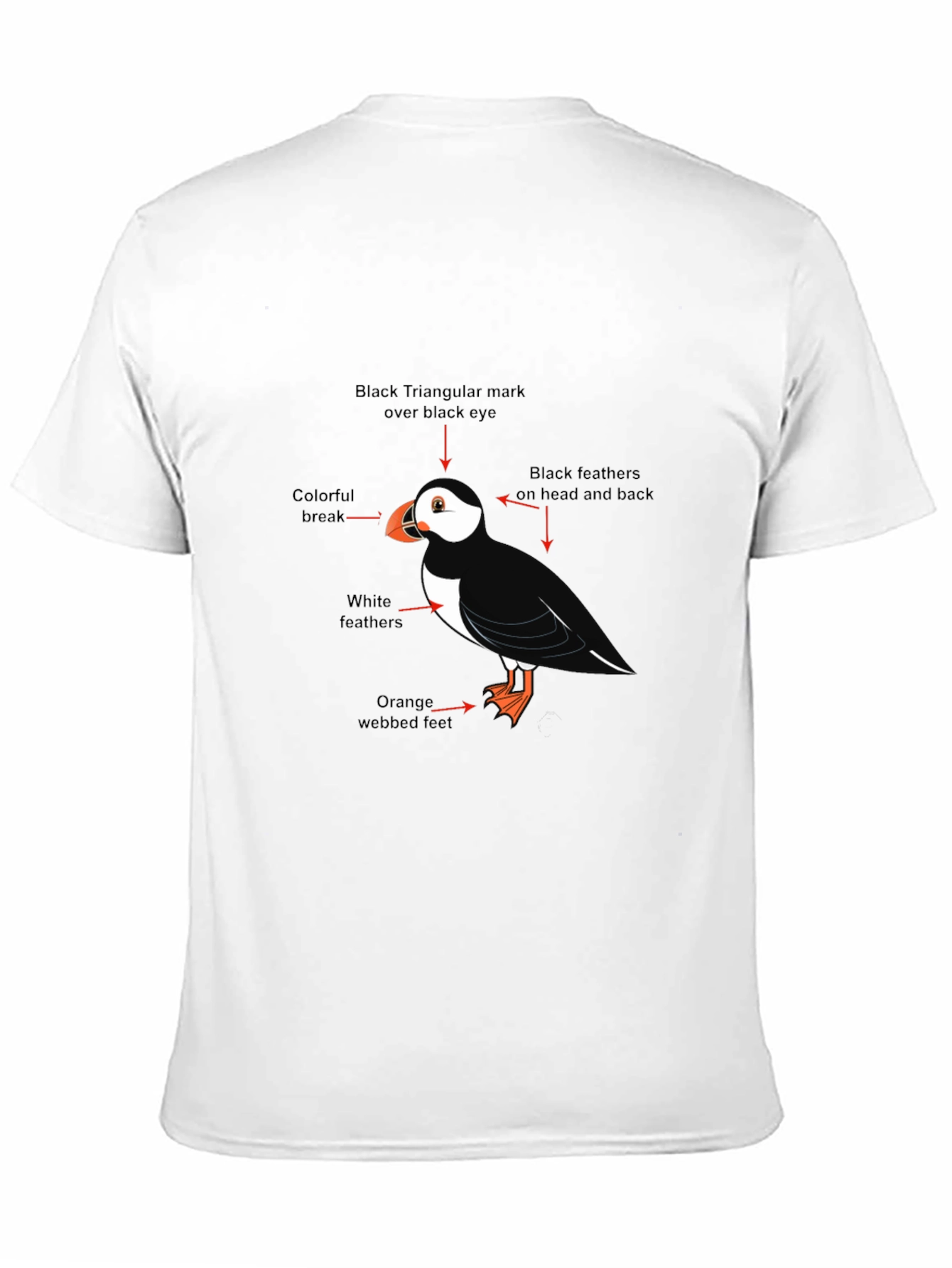 Puffin Bird Graphic Tee - Black Cotton Blend T-Shirt