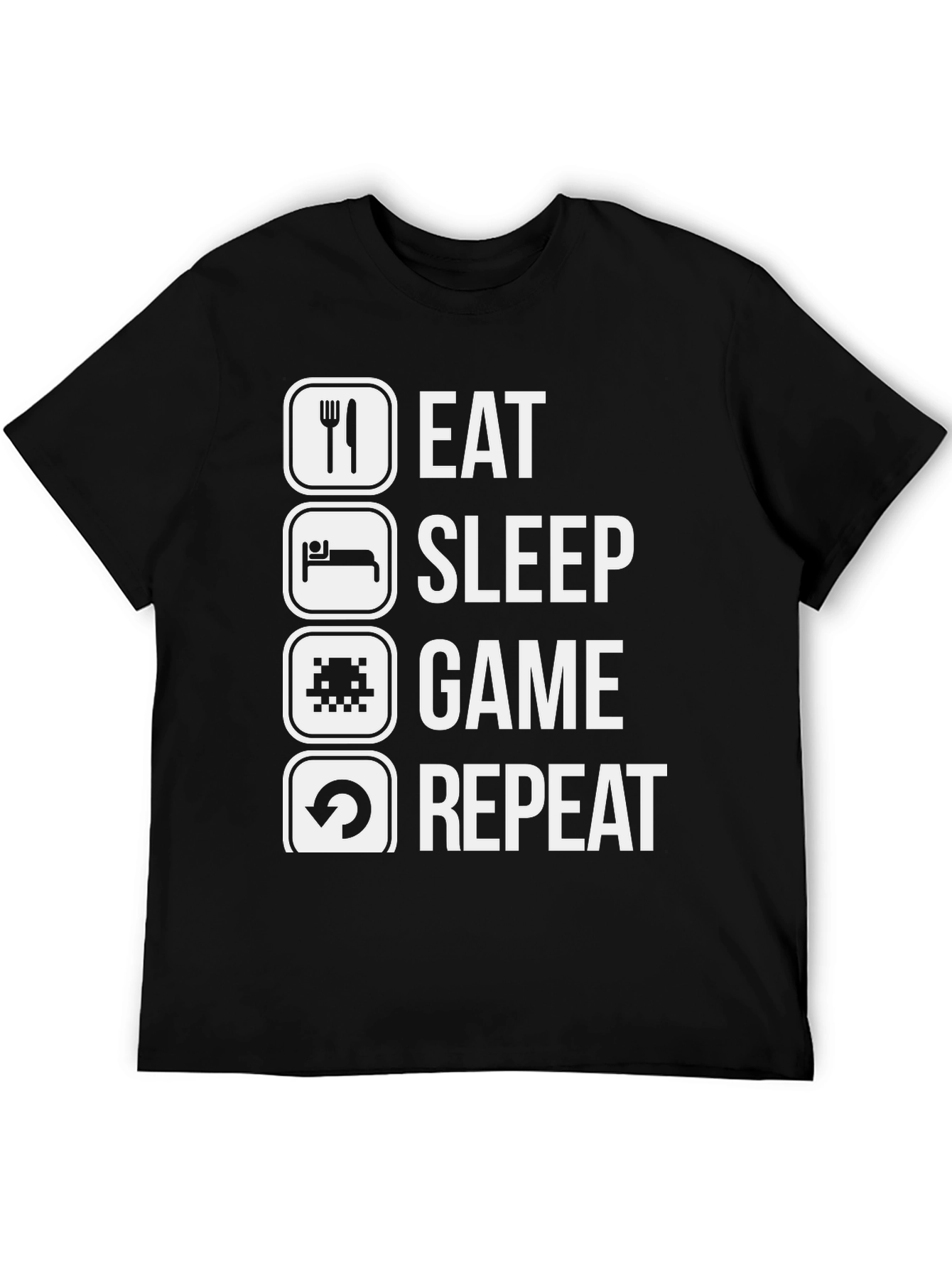 Eat Sleep Game Repeat Black T-Shirt