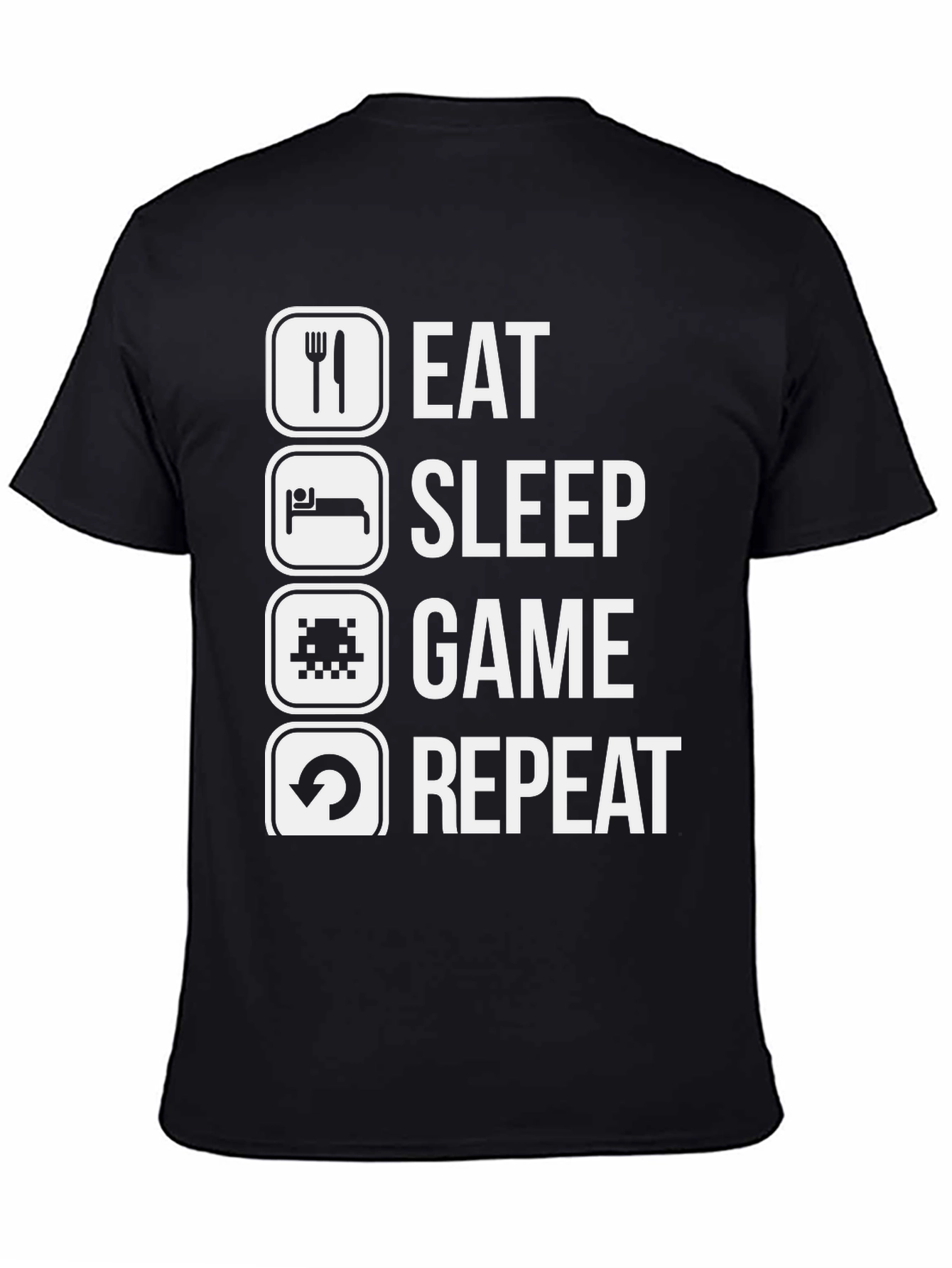 Eat Sleep Game Repeat Black T-Shirt