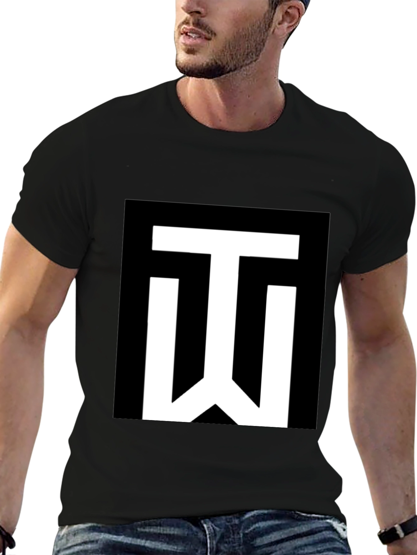 Black T-Shirt with White TW Logo