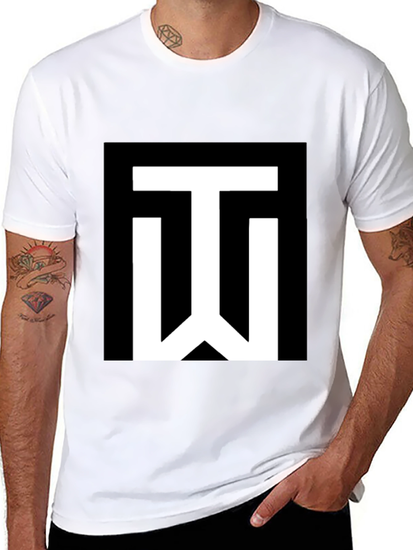 Black T-Shirt with White TW Logo