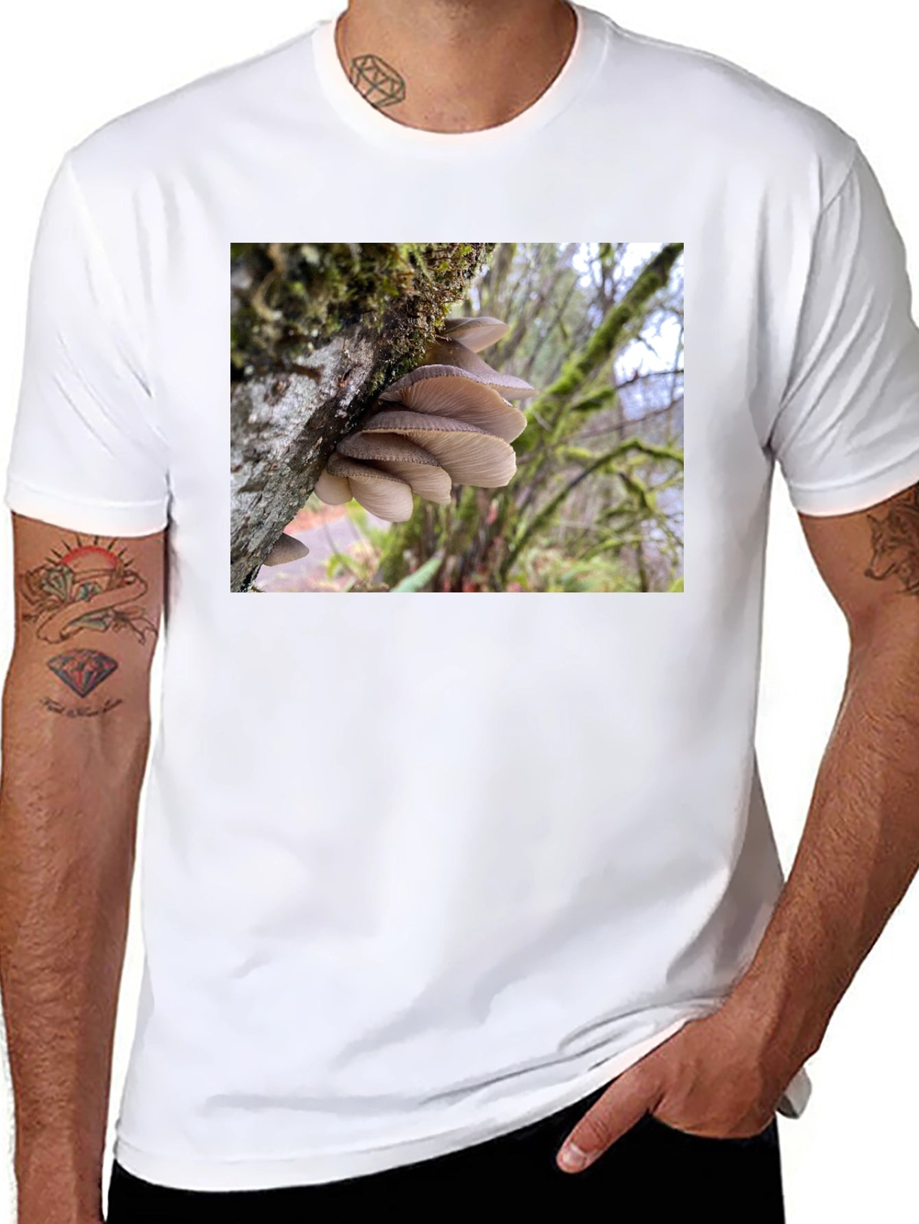 Mushroom Nature Scene Graphic T-Shirt